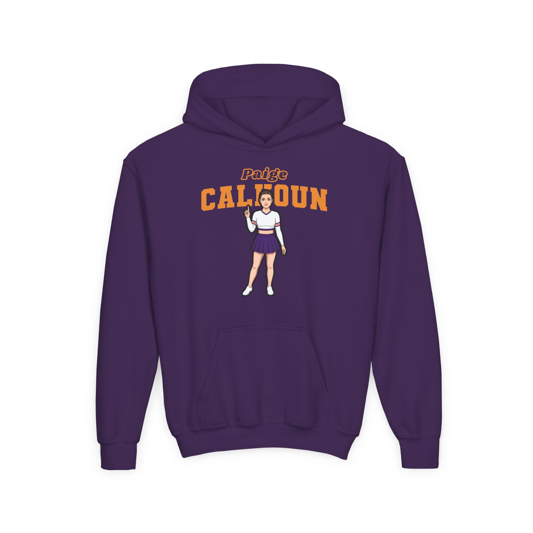 Youth Hoodie — character_name_arch in Purple