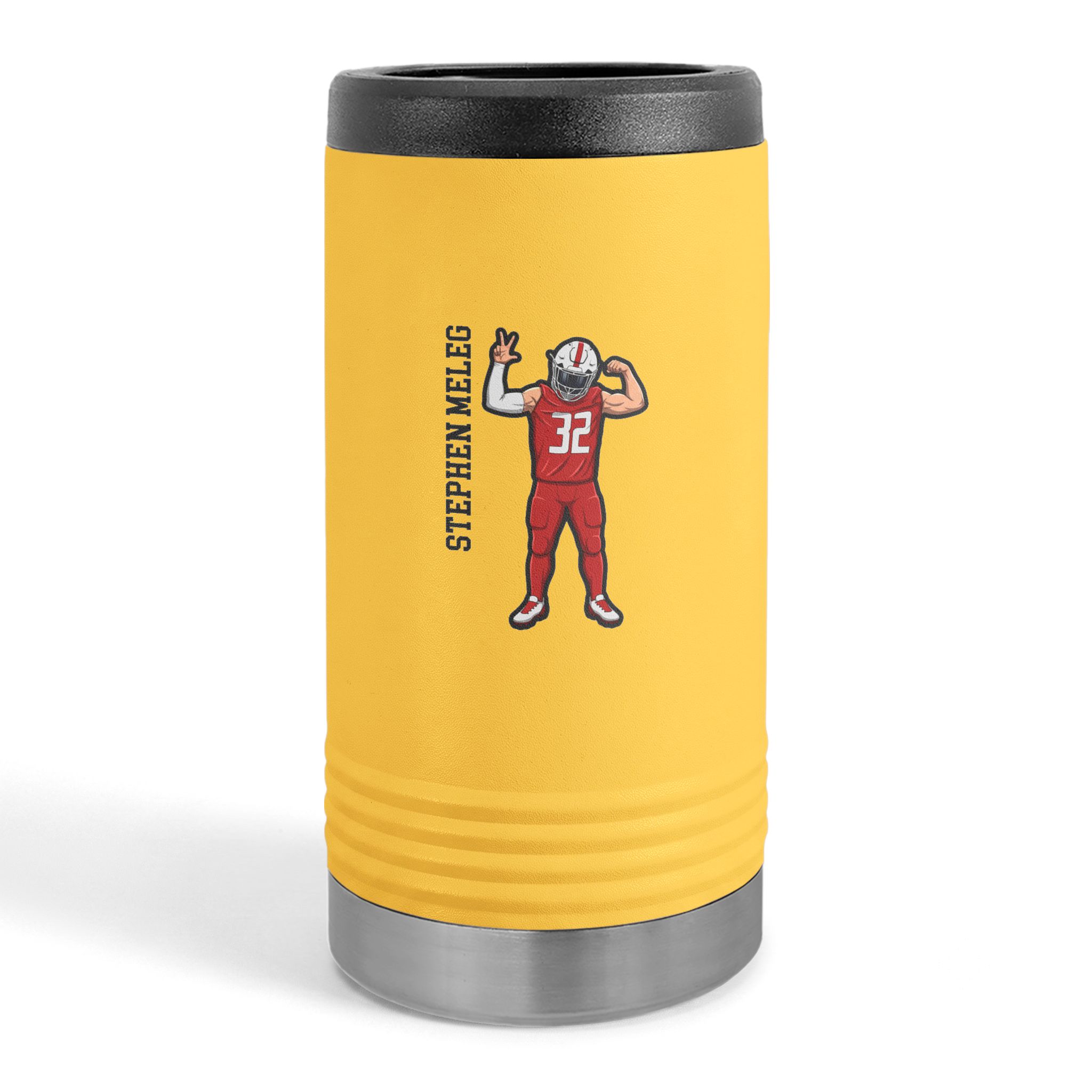 Slim Stainless Can Cooler — character_name_vertical in Yellow