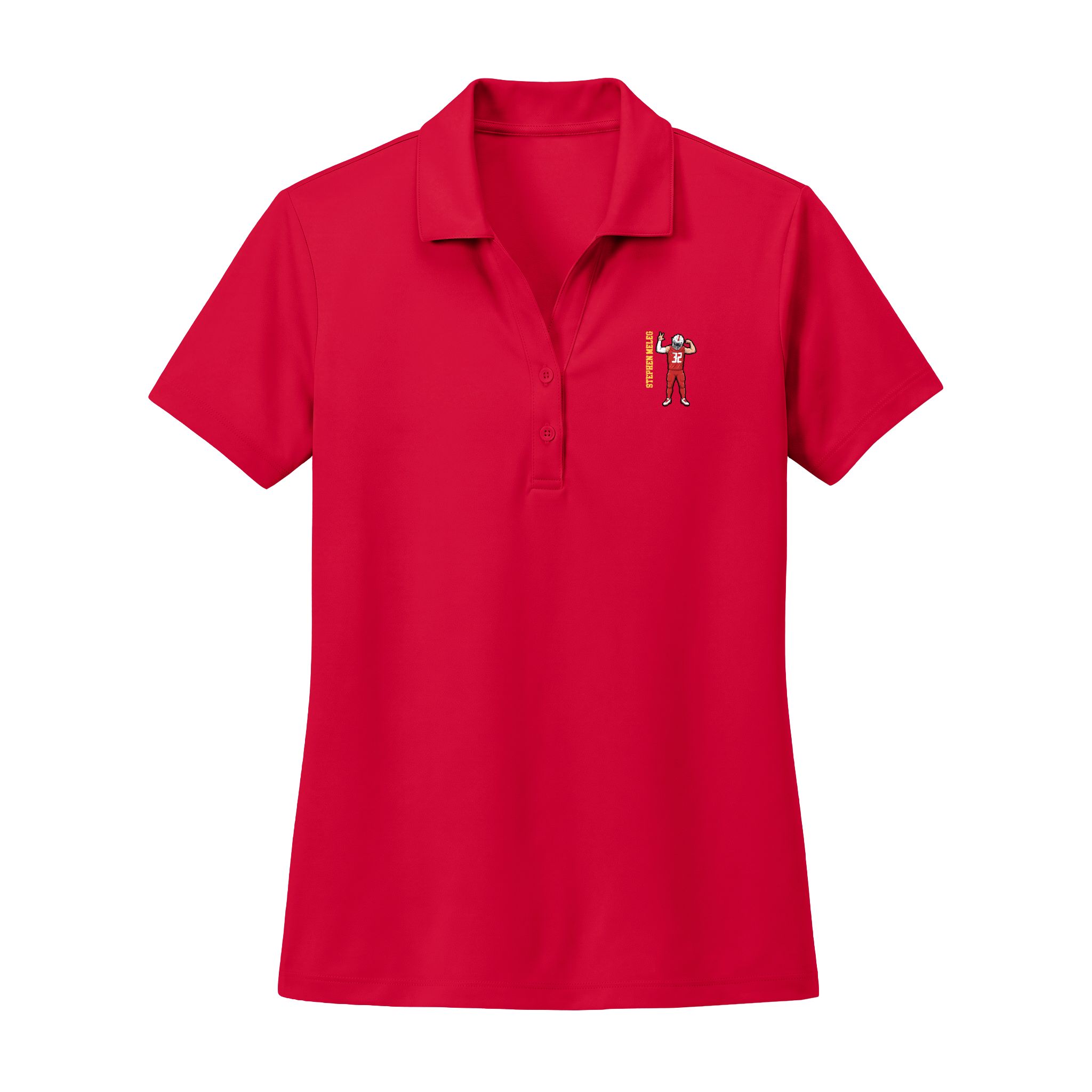 Women's Polo — character_name_vertical in Red