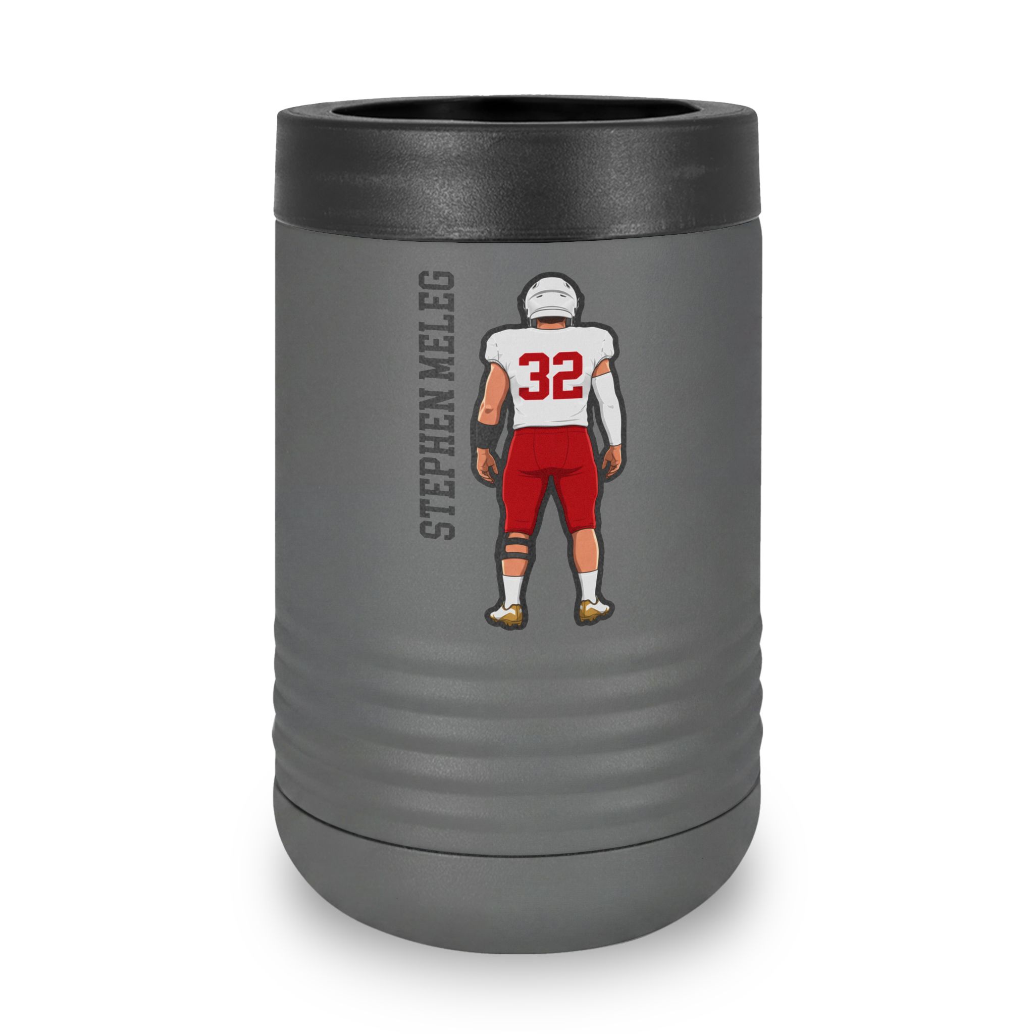 Stainless Can Cooler — character_name_vertical in Grey