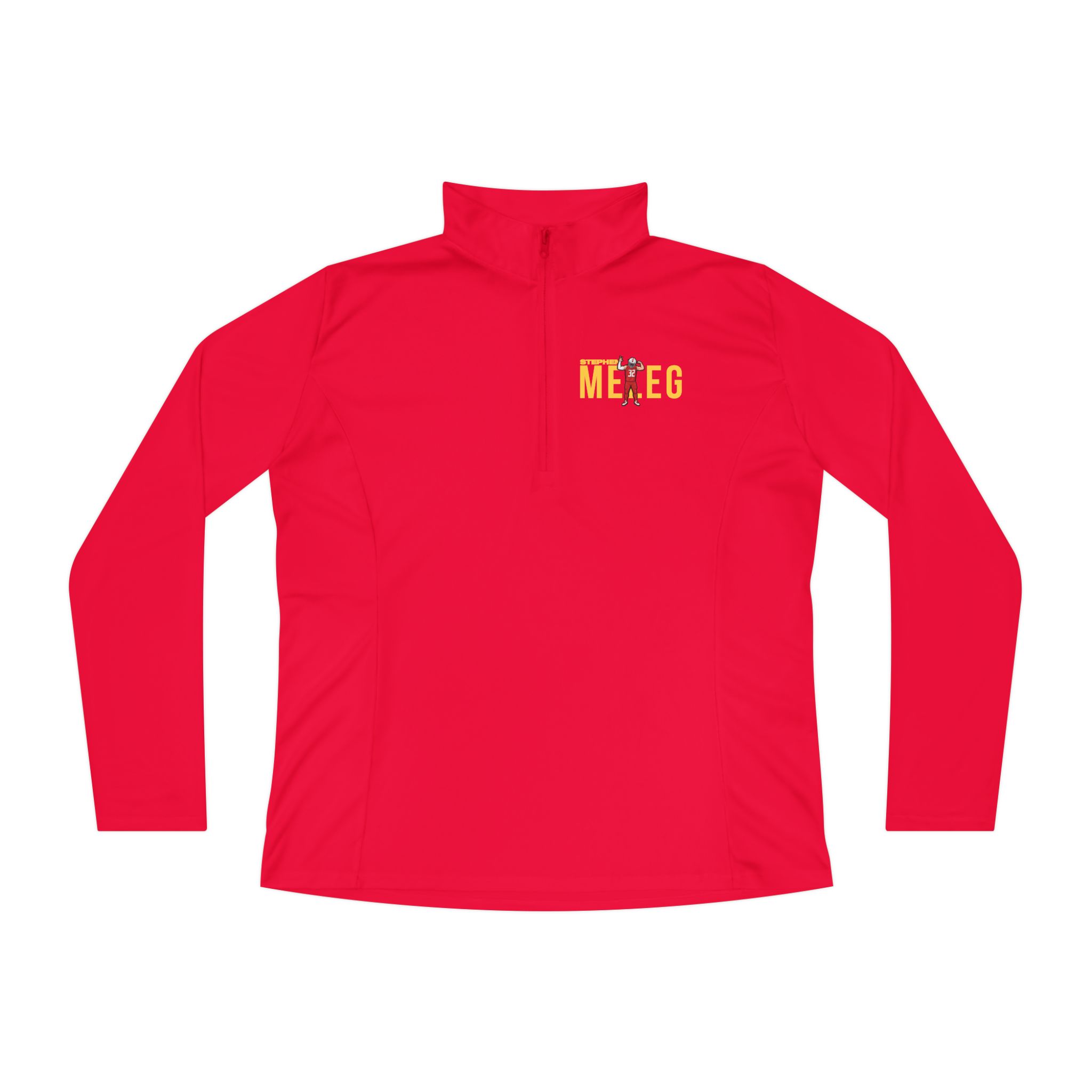 Women's Q-Zip Pullover — character_player_name in Red