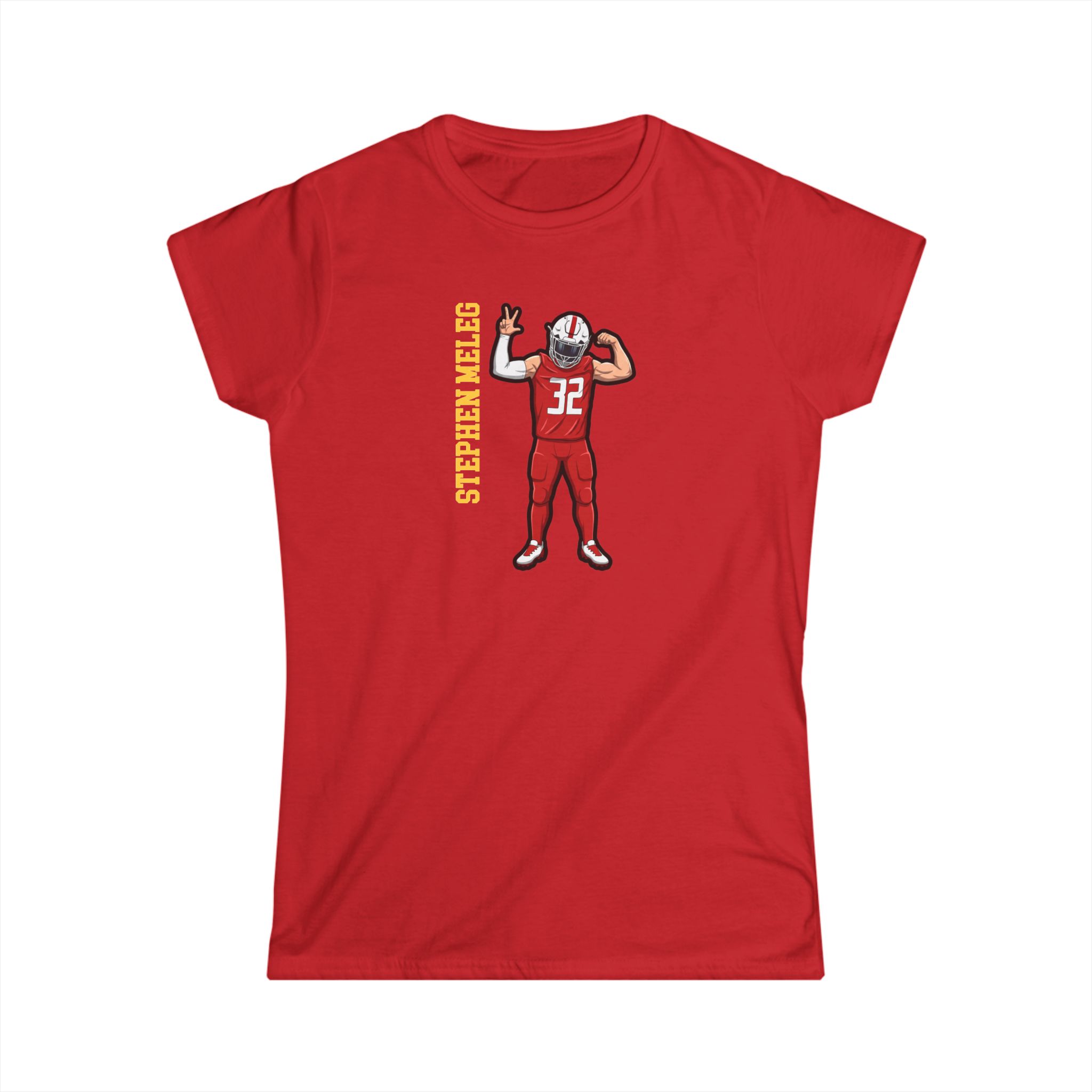 Women's Softstyle Tee — character_name_vertical in Red