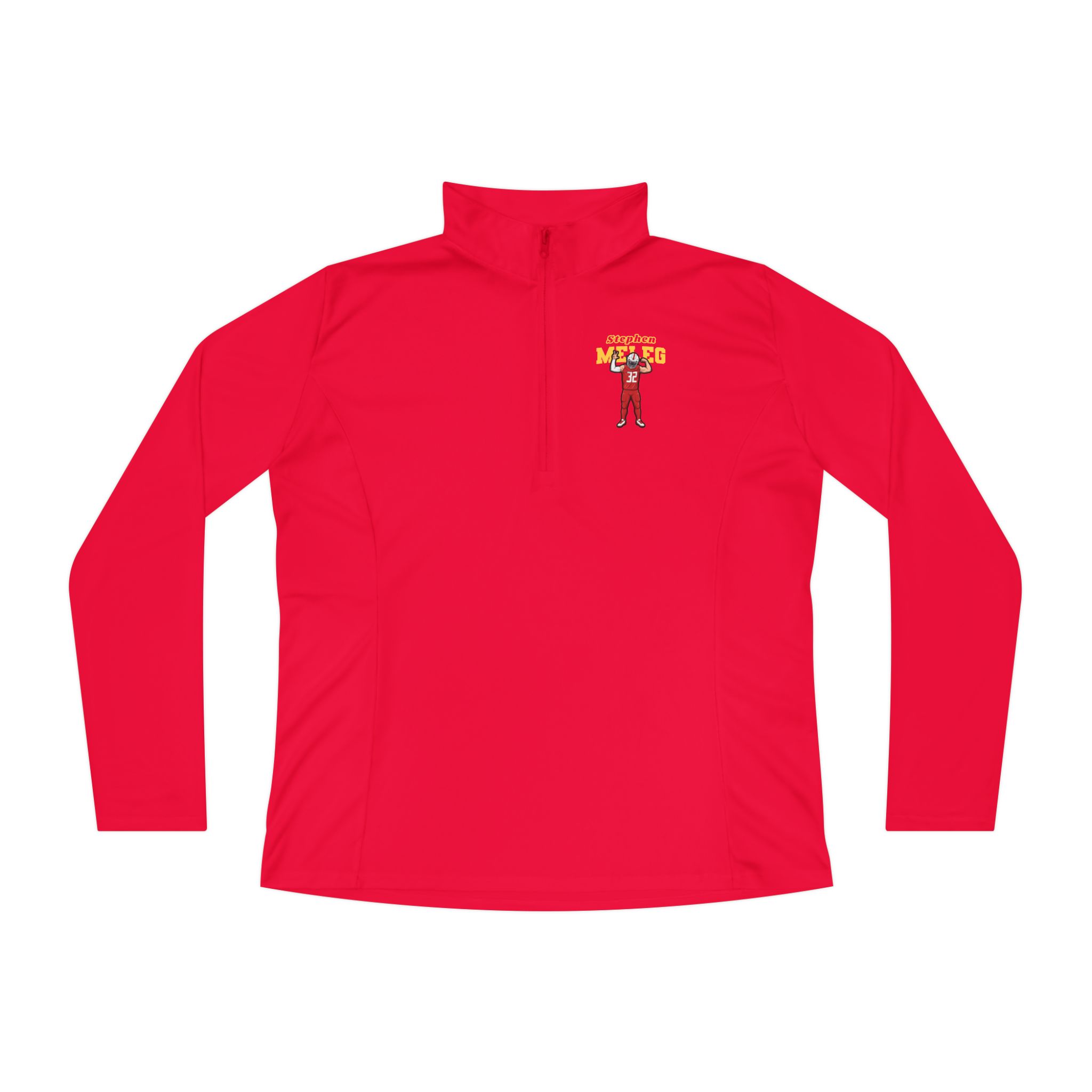 Women's Q-Zip Pullover — character_name_arch in Red