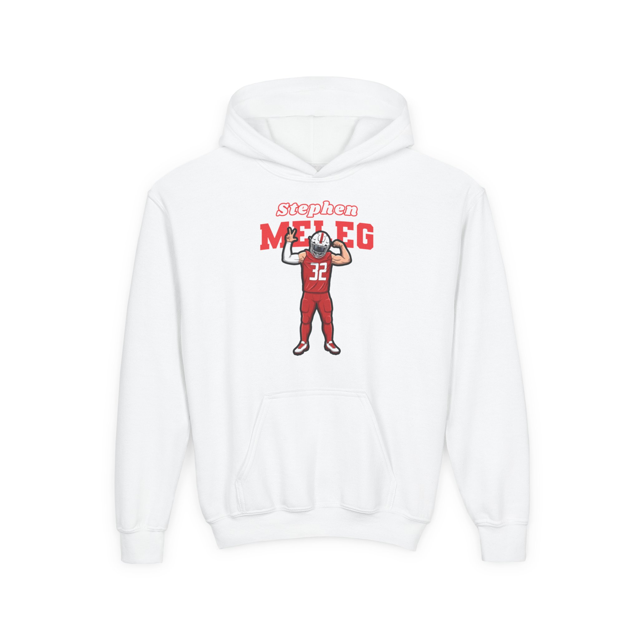 Youth Hoodie — character_name_arch in White