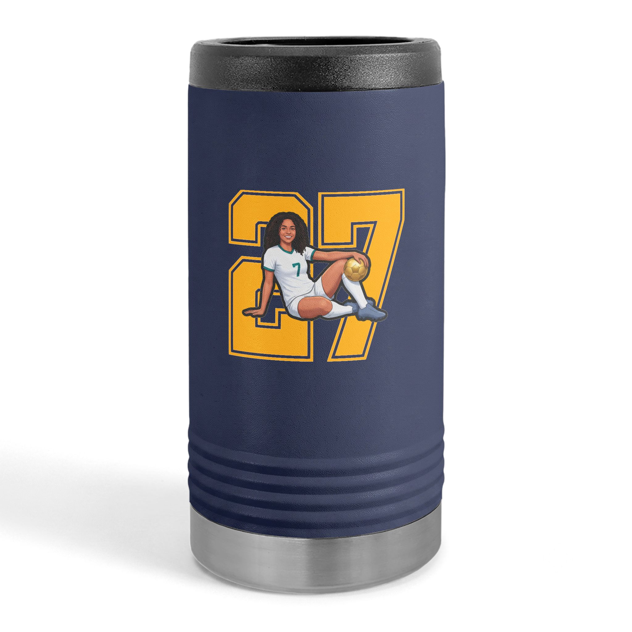 Slim Stainless Can Cooler — character_number in Navy