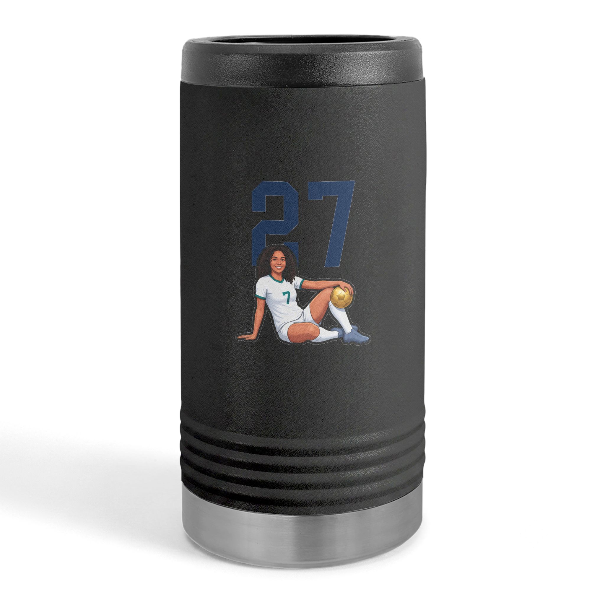Slim Stainless Can Cooler — character_number_top in Black