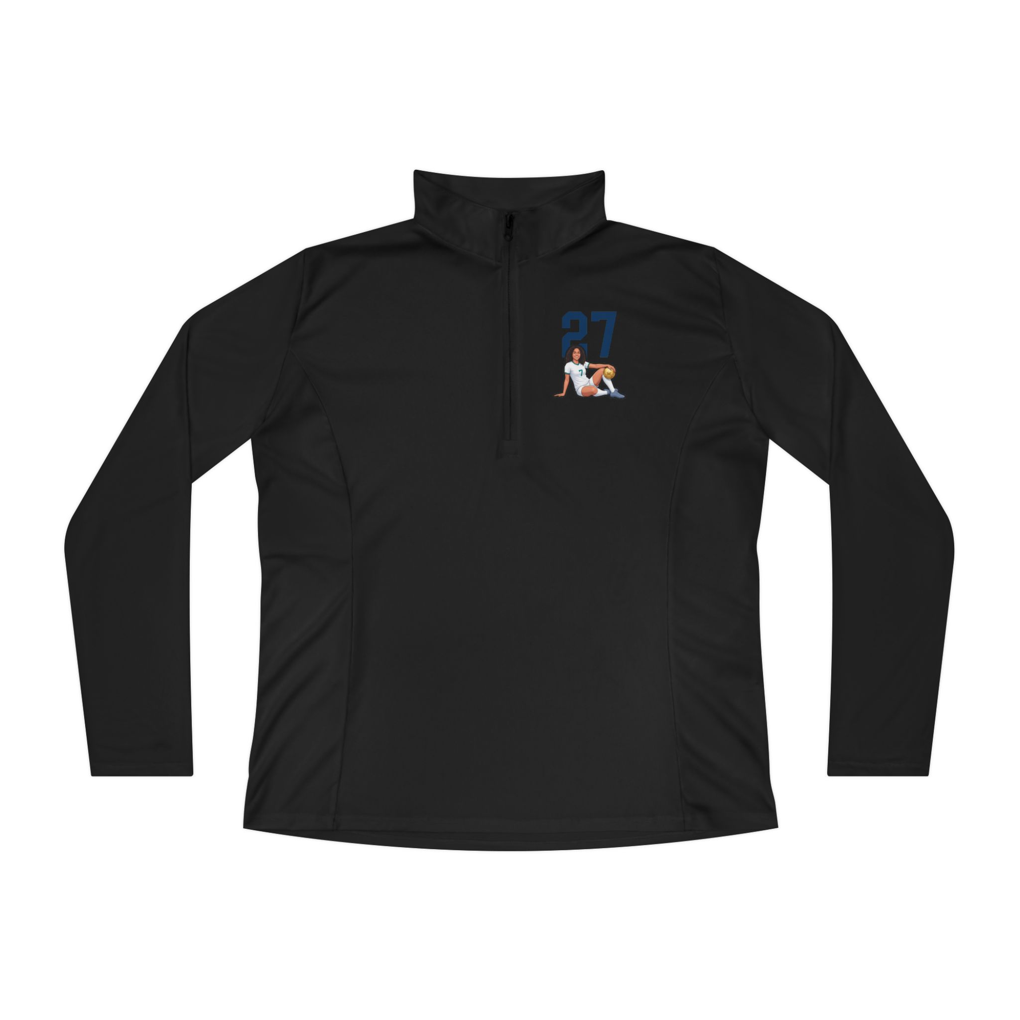 Women's Q-Zip Pullover — character_number_top in Black