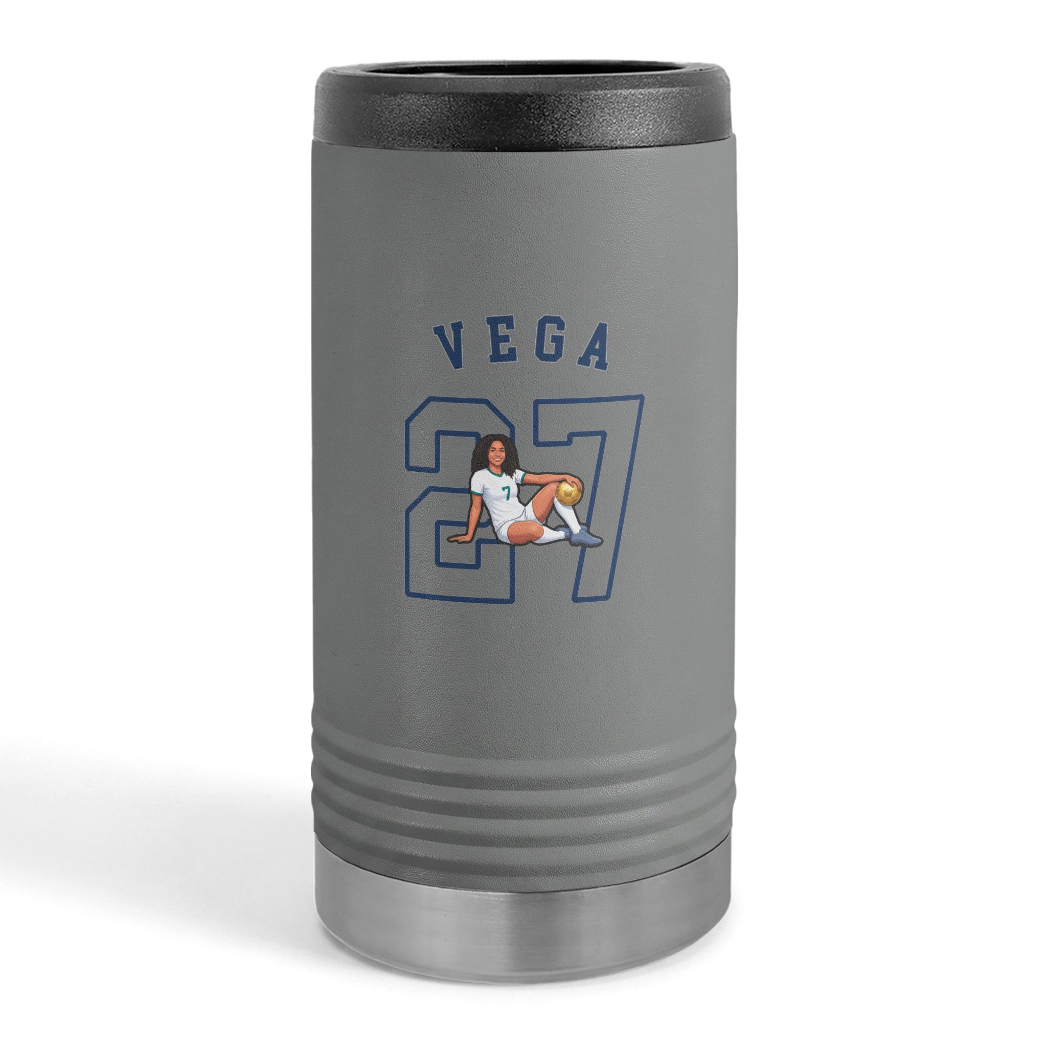 Slim Stainless Can Cooler — character_shirsey_arch in Grey
