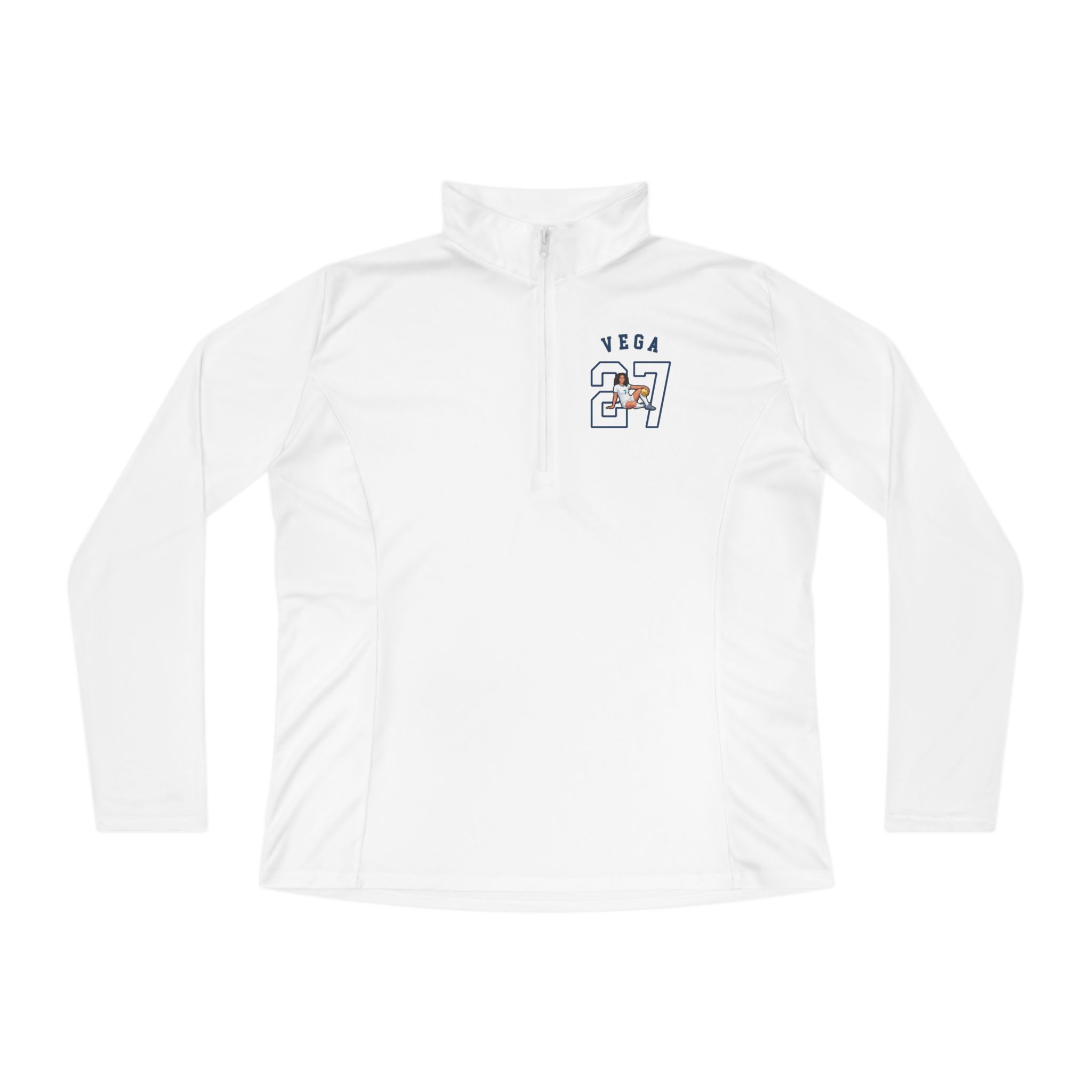 Women's Q-Zip Pullover — character_shirsey_arch in White