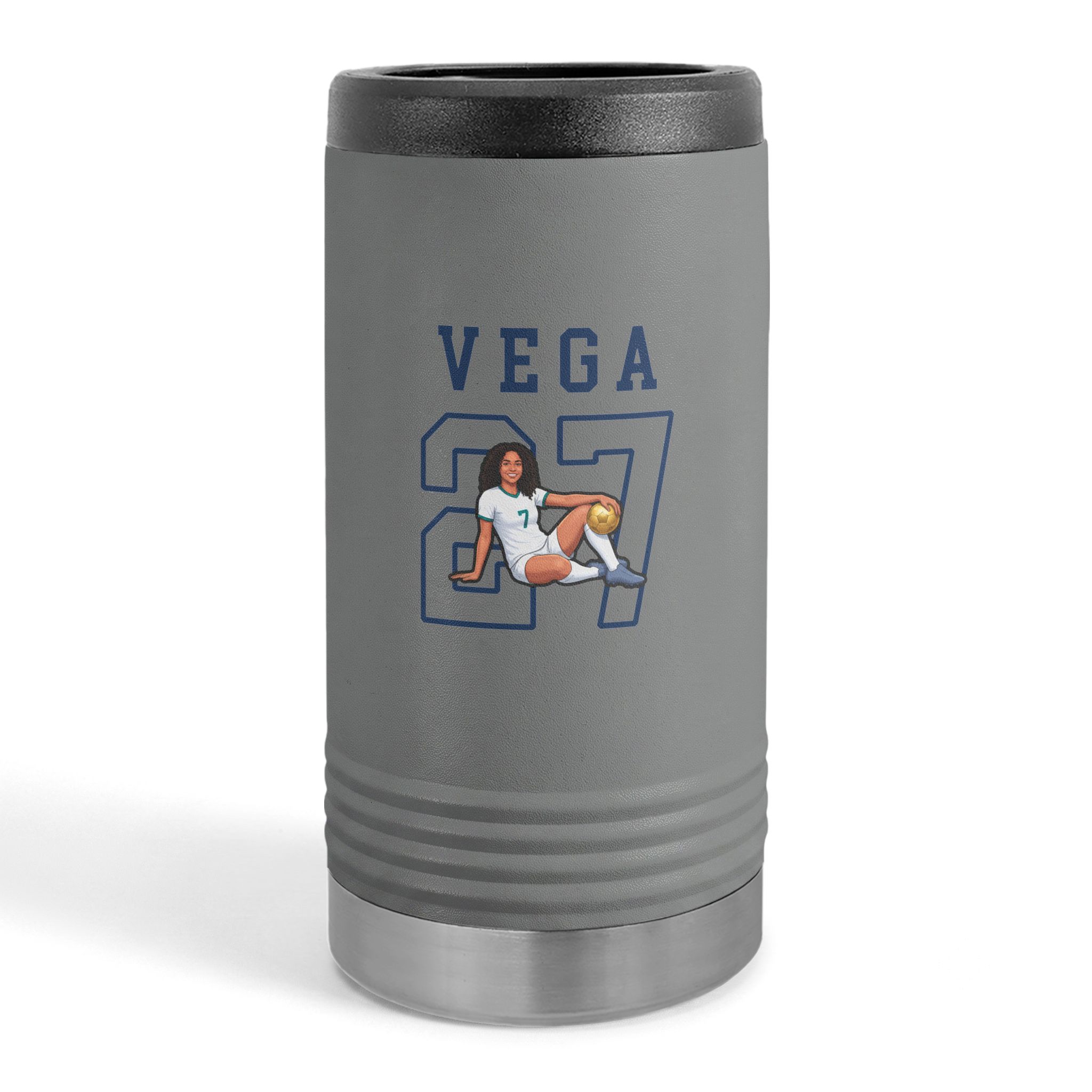 Slim Stainless Can Cooler — character_shirsey in Grey