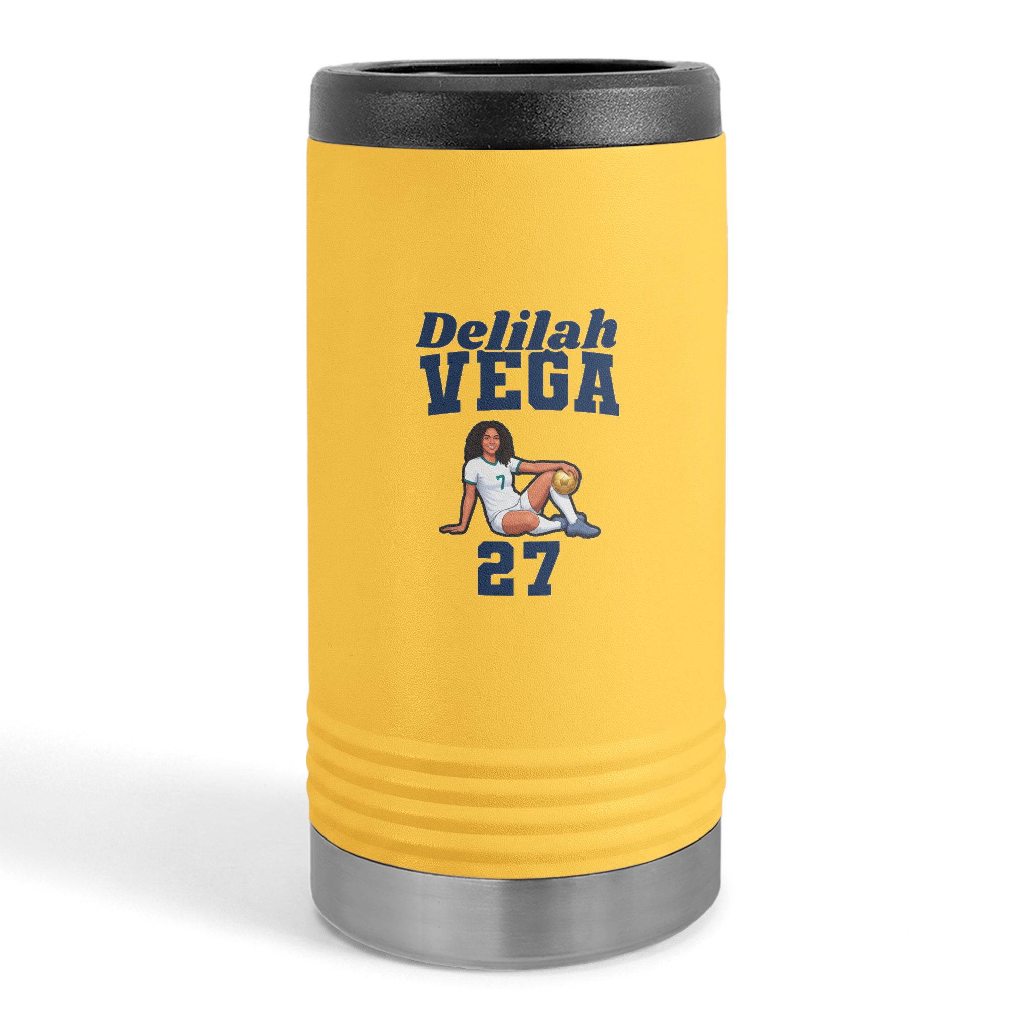 Slim Stainless Can Cooler — character_signature_arch in Yellow