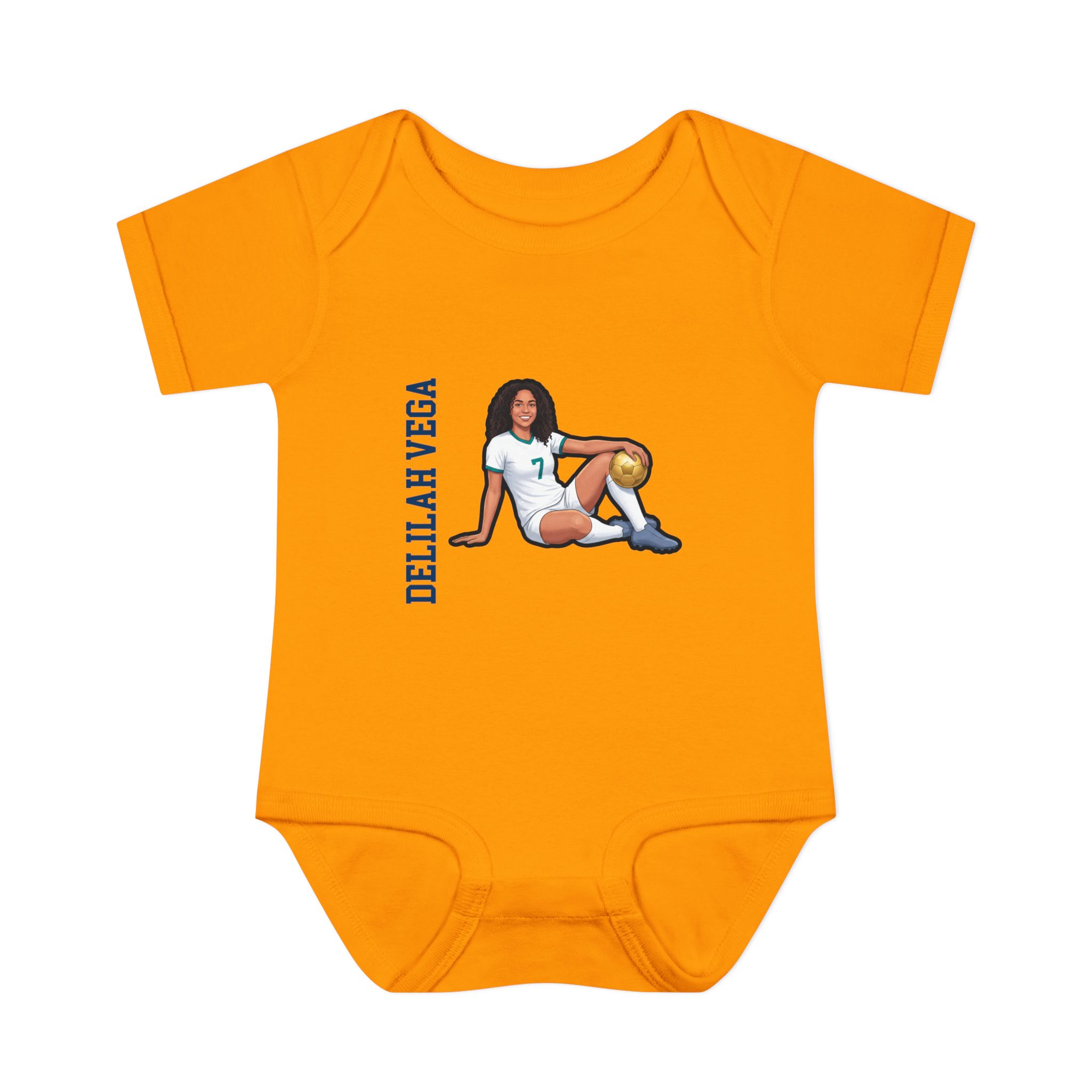Baby Onesie — character_name_vertical in Gold