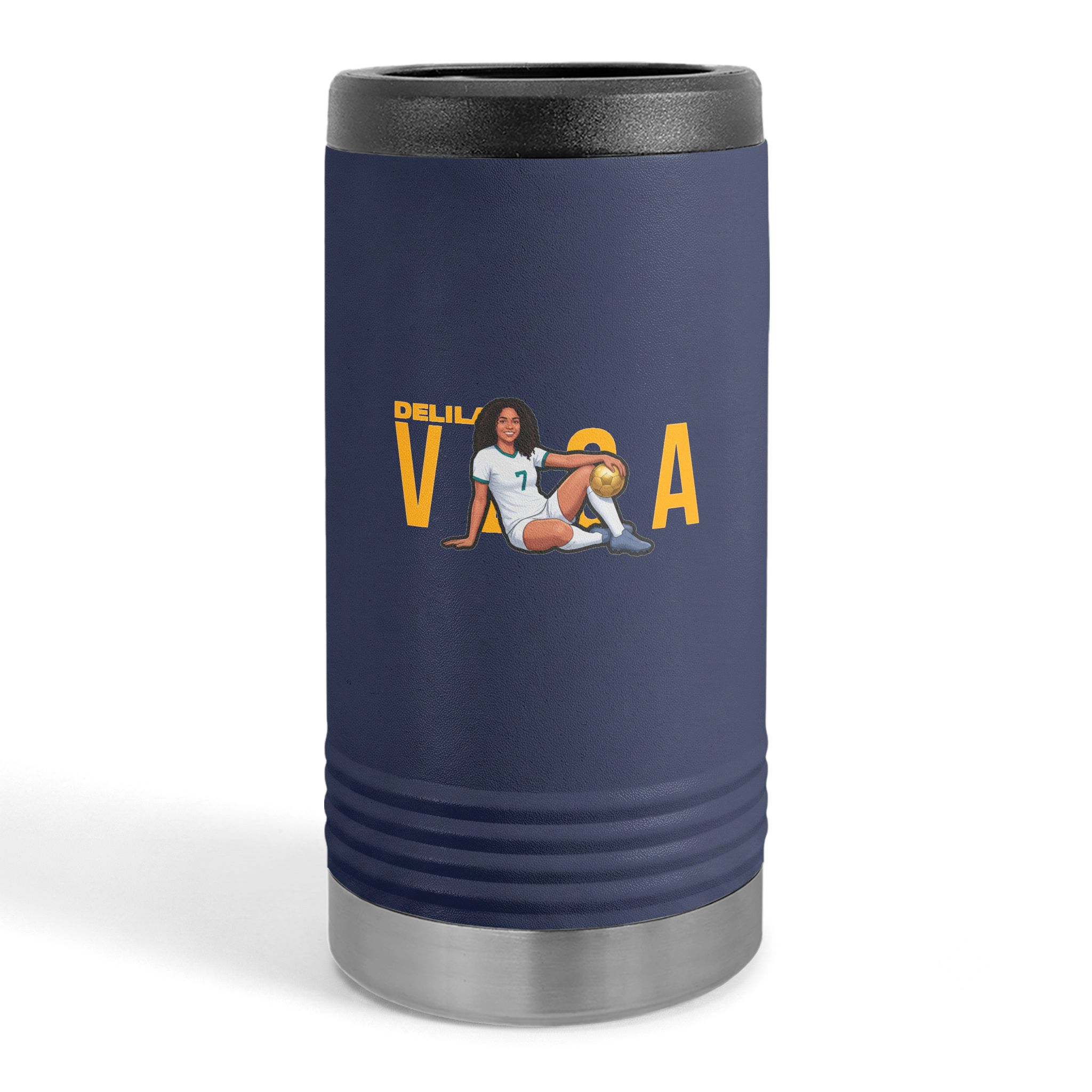 Slim Stainless Can Cooler — character_player_name in Navy