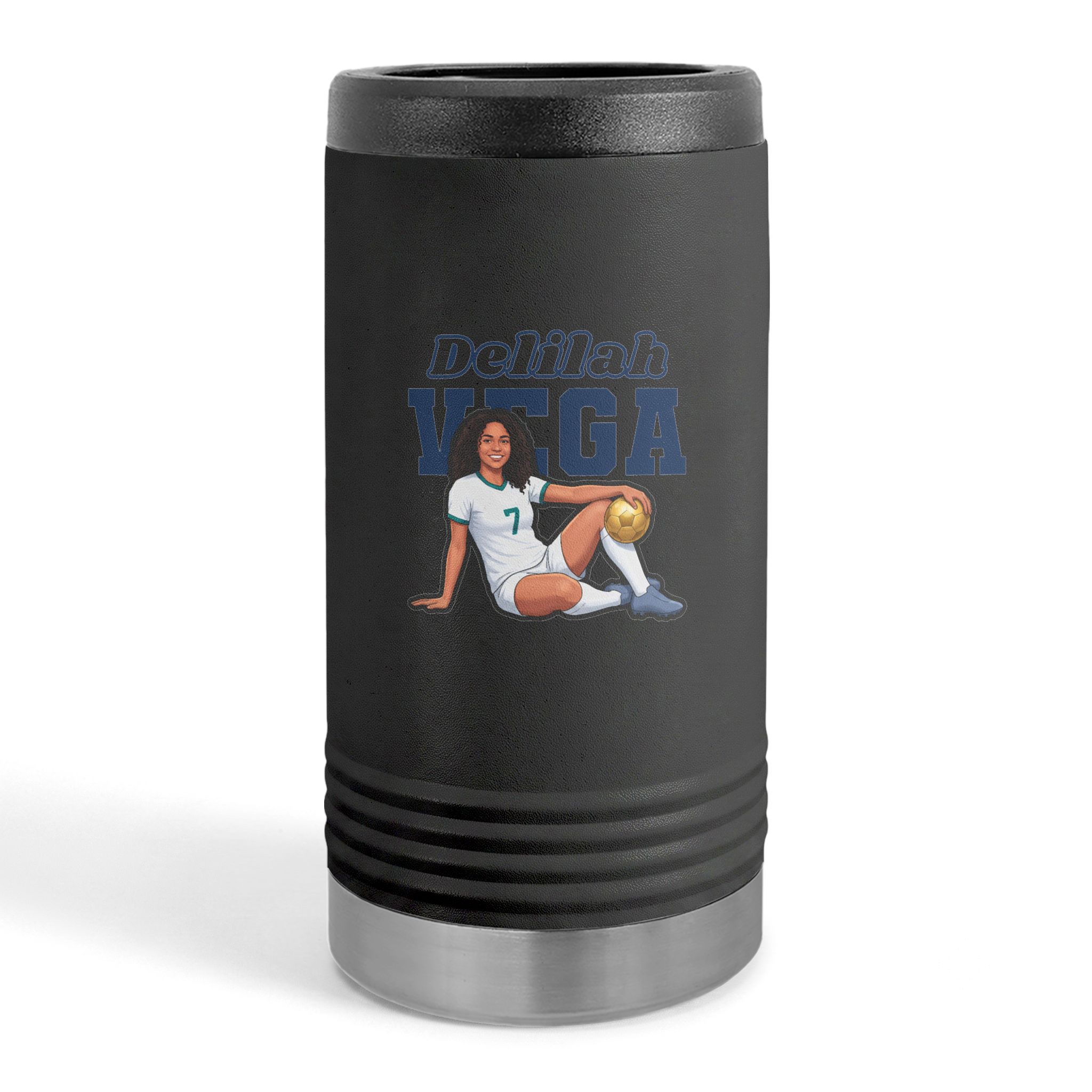 Slim Stainless Can Cooler — character_name_arch in Black