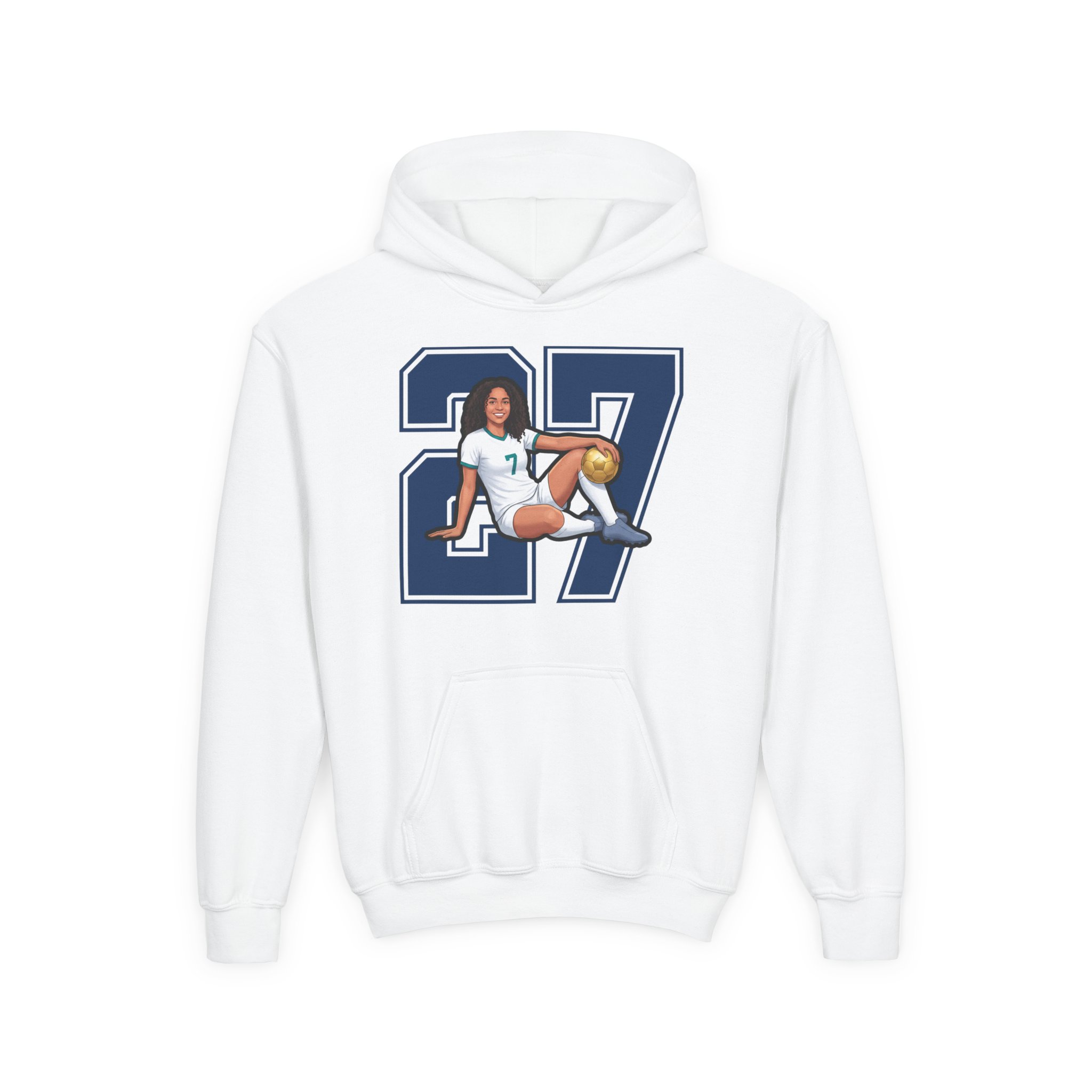 Youth Hoodie — character_number in White