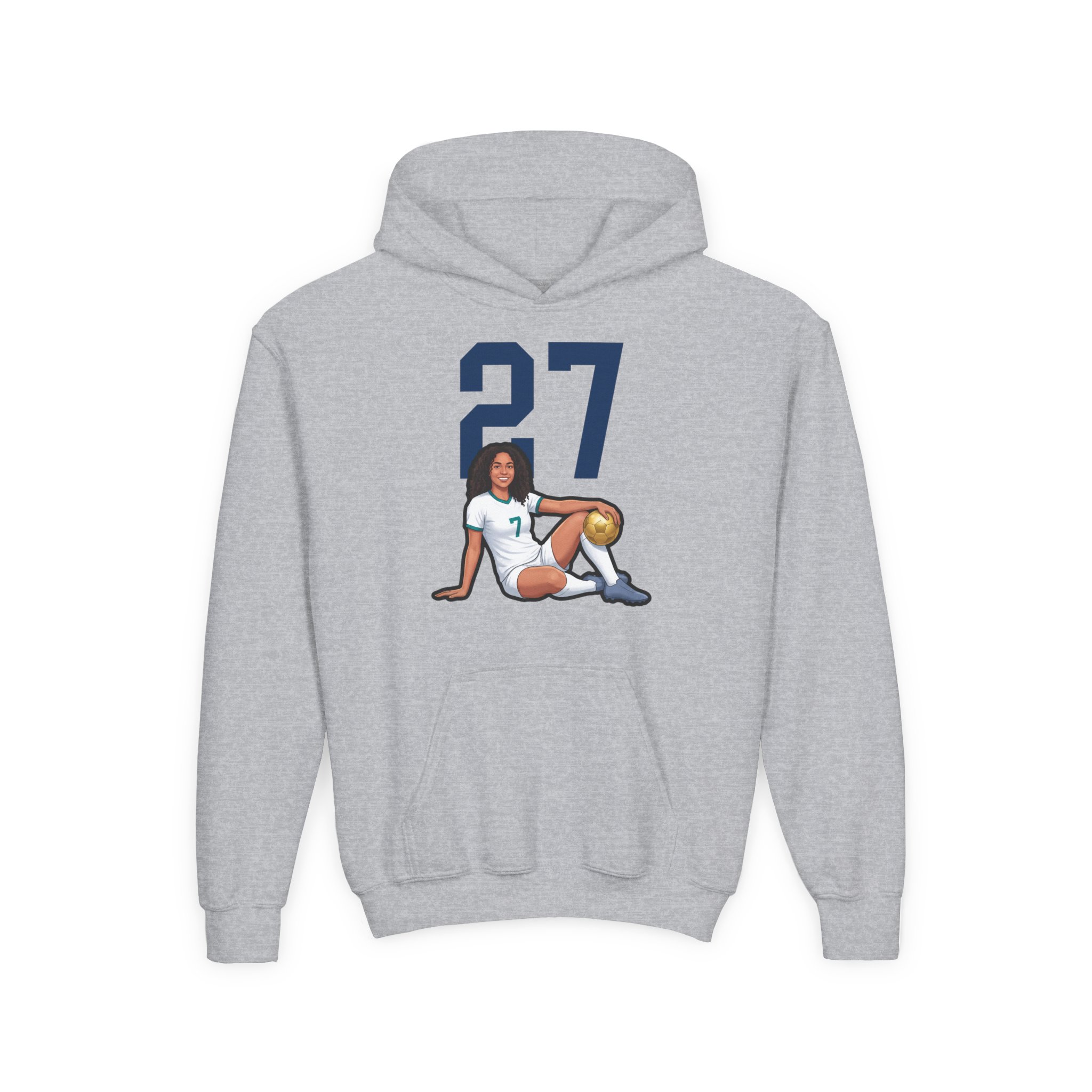 Youth Hoodie — character_number_top in Grey