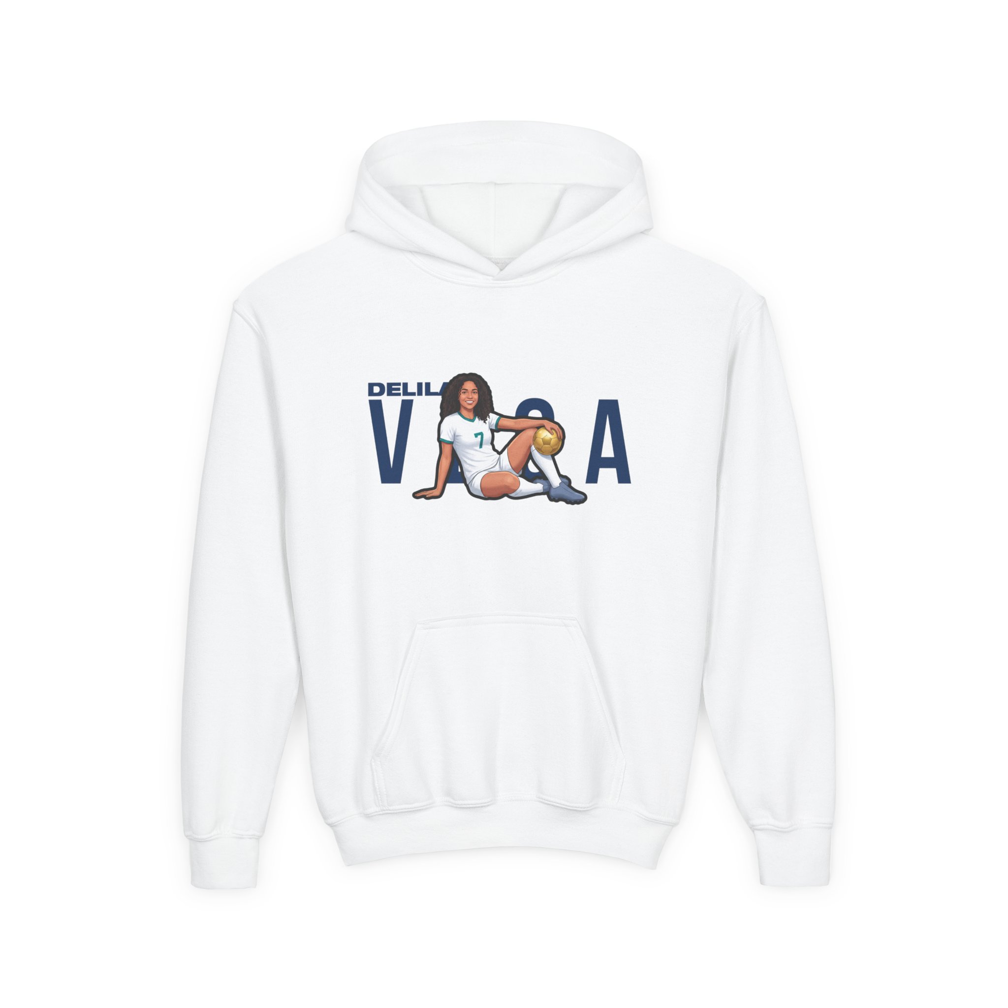Youth Hoodie — character_player_name in White