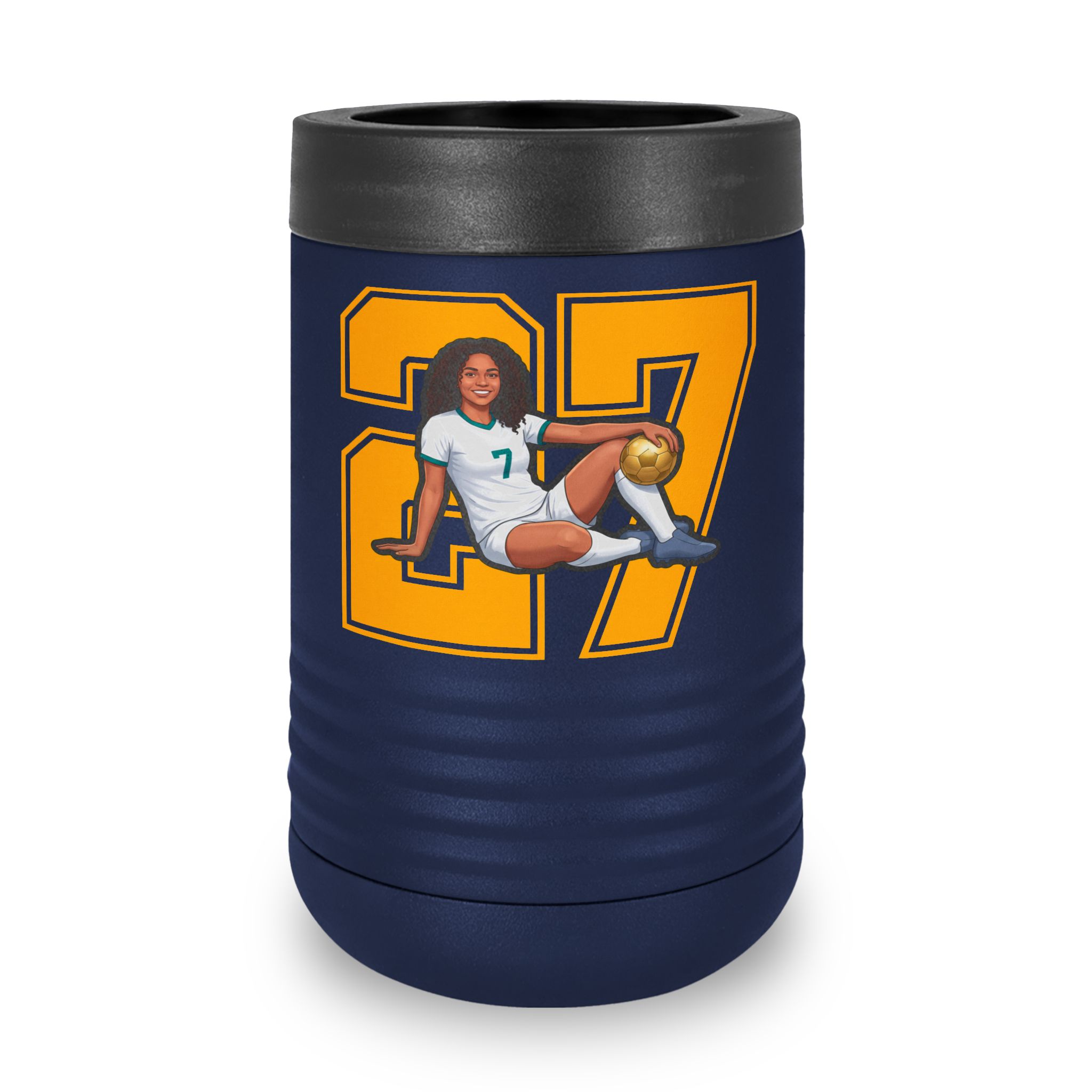 Stainless Can Cooler — character_number in Navy