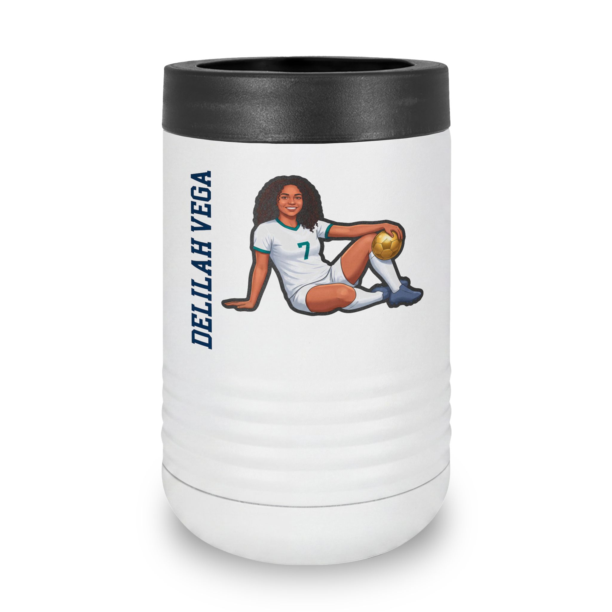 Stainless Can Cooler — character_name_vertical in White