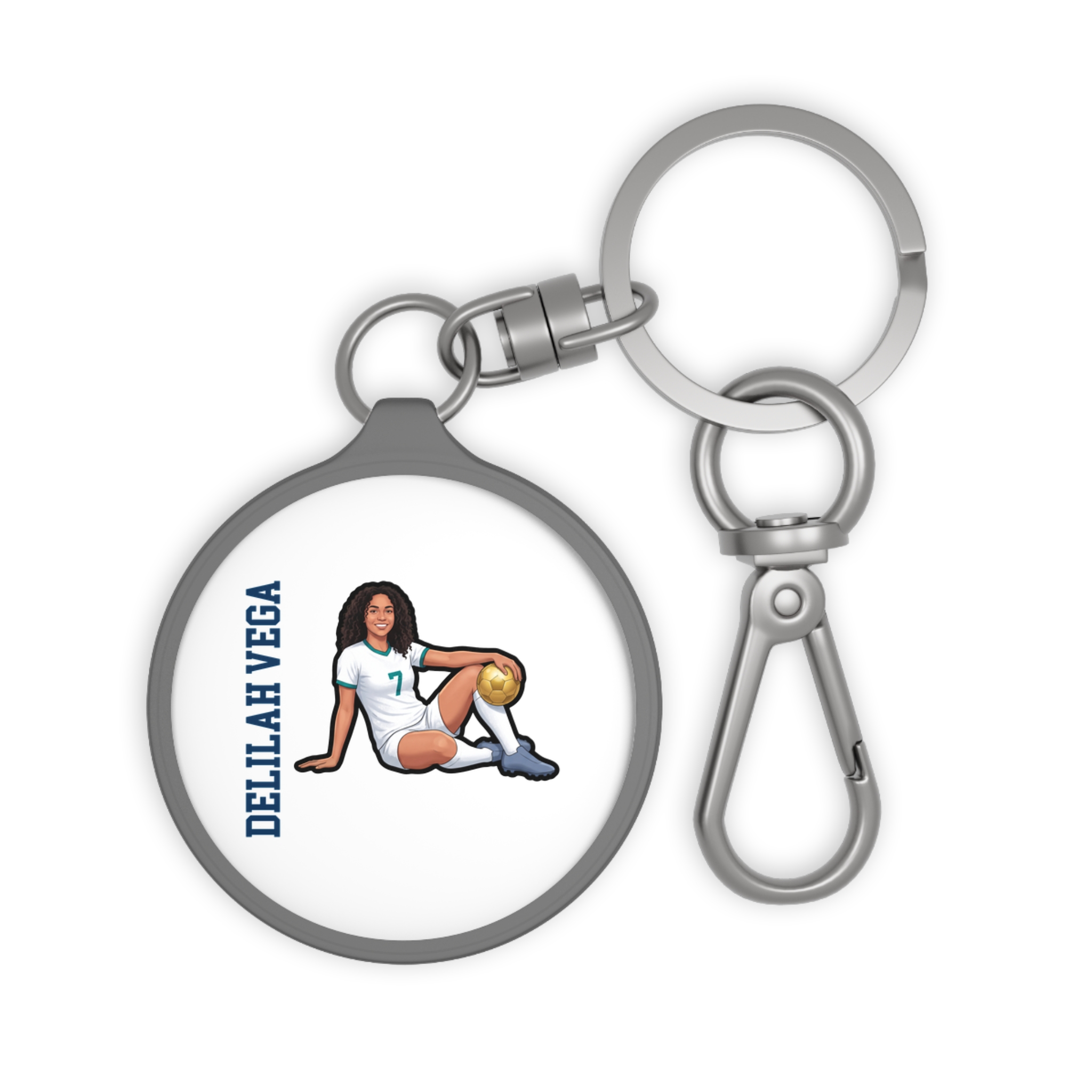 Keychain — character_name_vertical in Grey