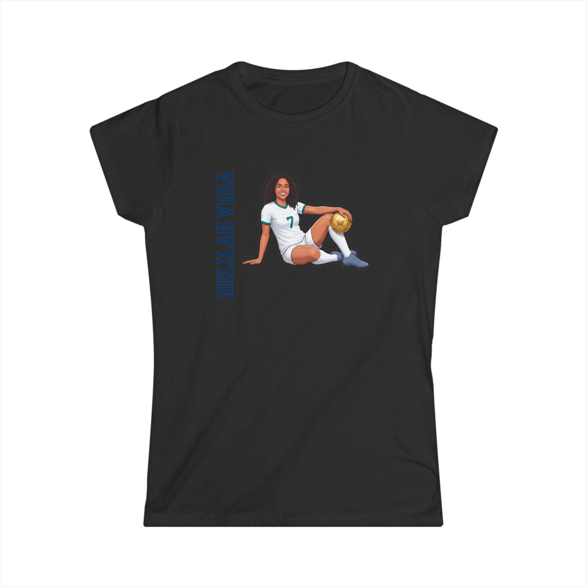 Women's Softstyle Tee — character_name_vertical in Black