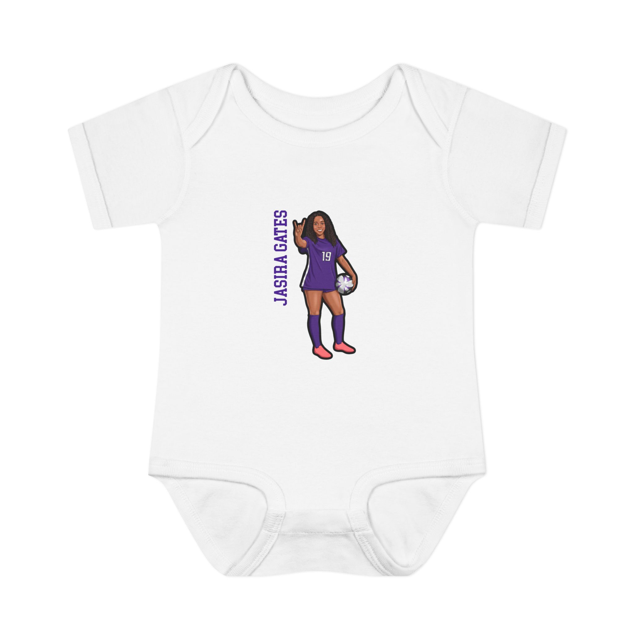 Baby Onesie — character_name_vertical in White