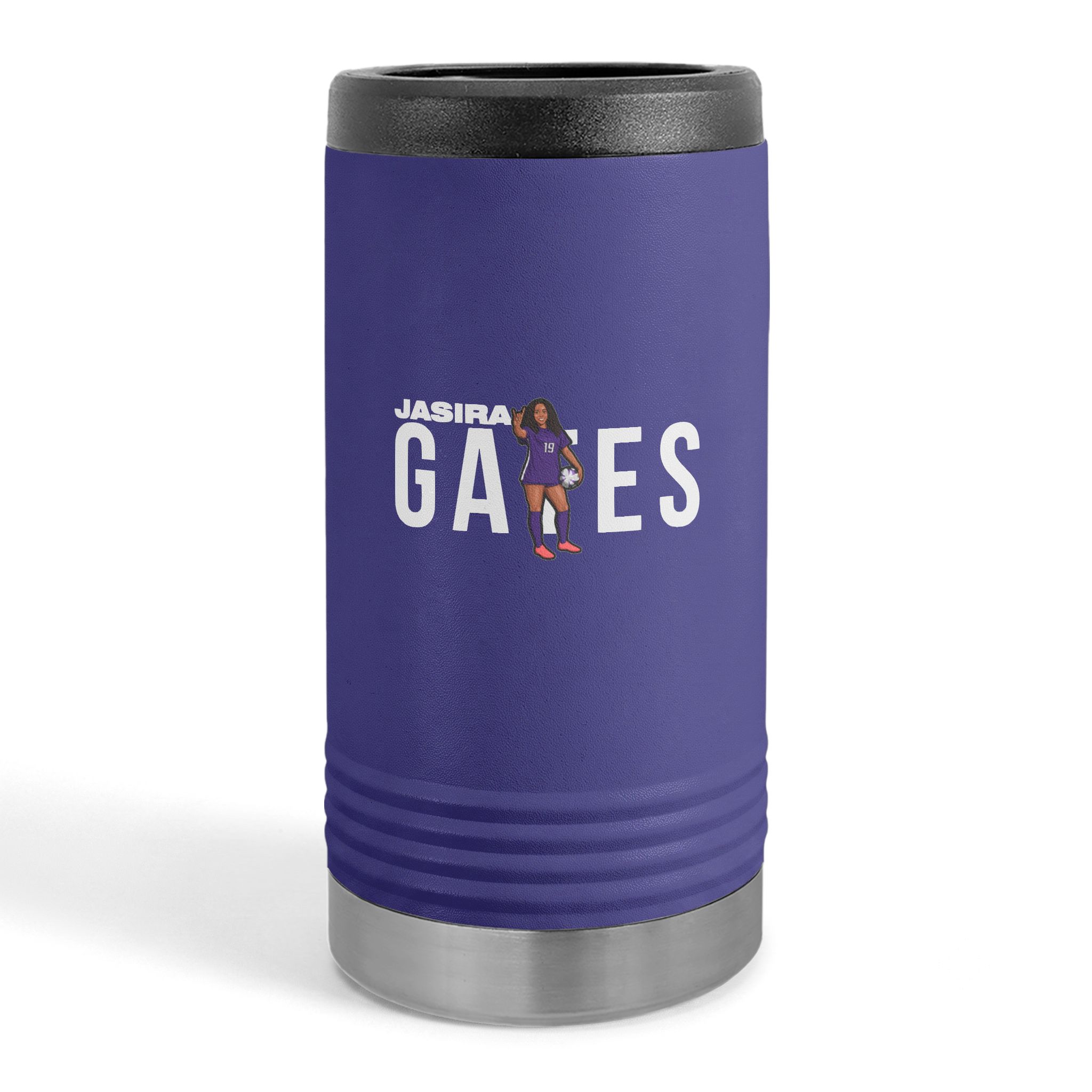 Slim Stainless Can Cooler — character_player_name in Purple