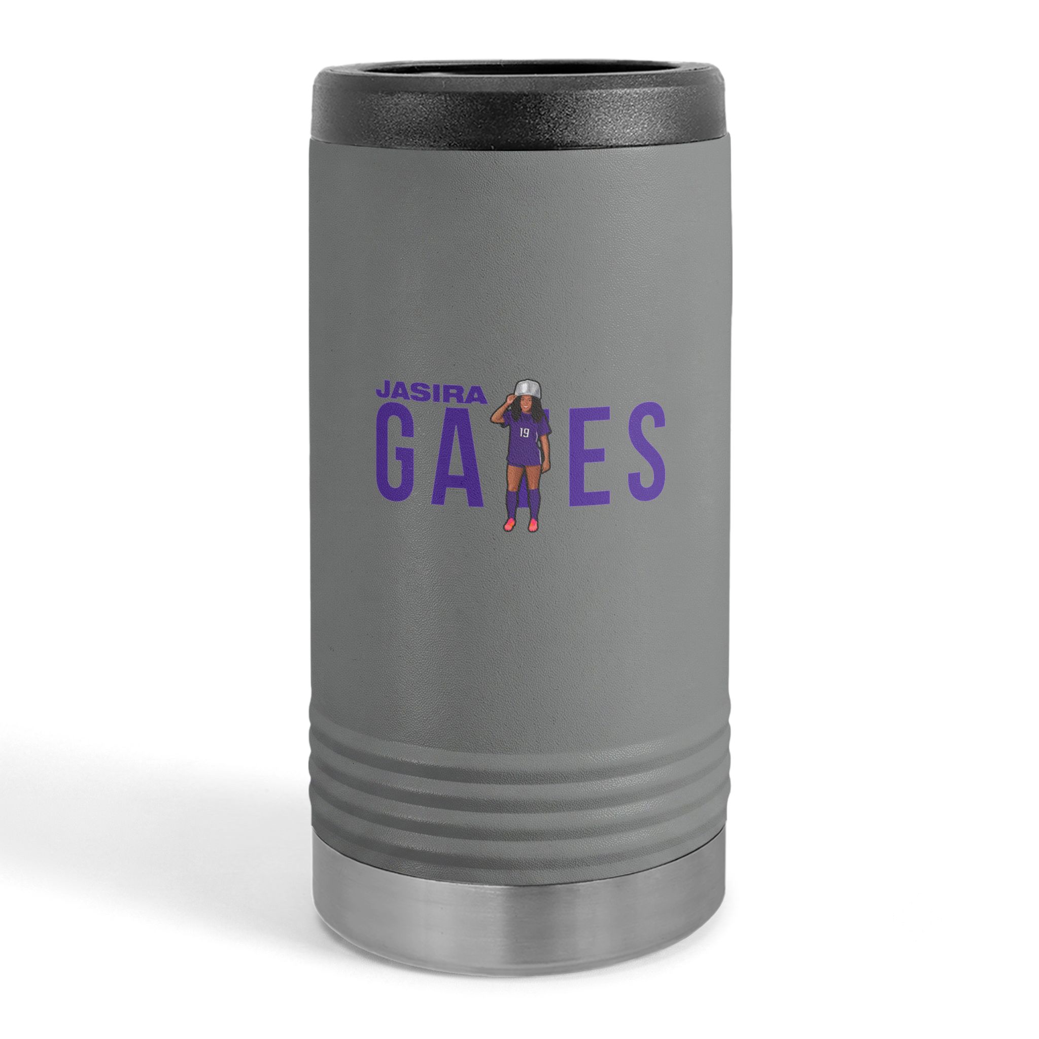 Slim Stainless Can Cooler — character_player_name in Grey