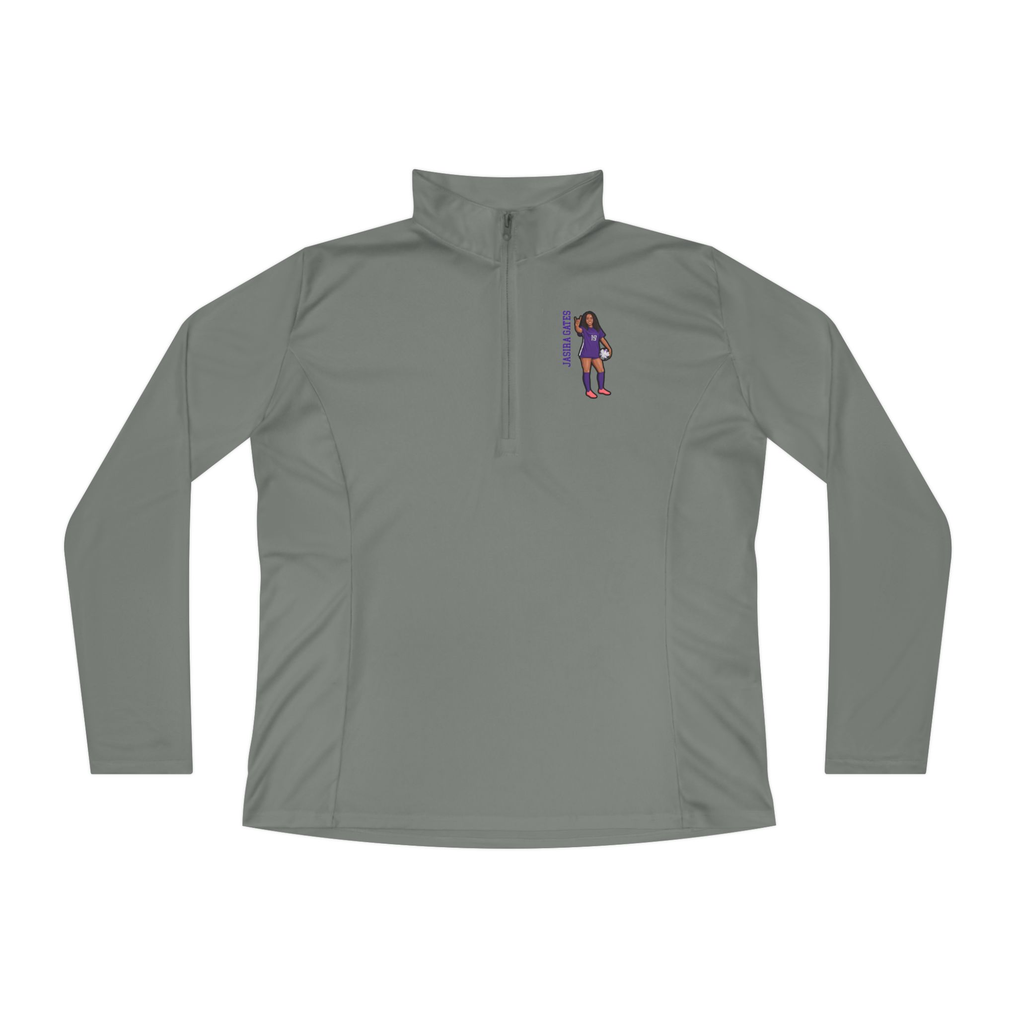 Women's Q-Zip Pullover — character_name_vertical in Grey