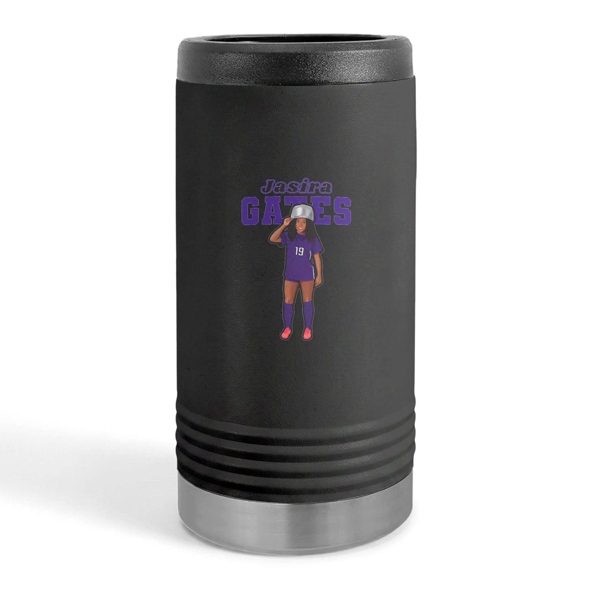 Slim Stainless Can Cooler — character_name_arch in Black