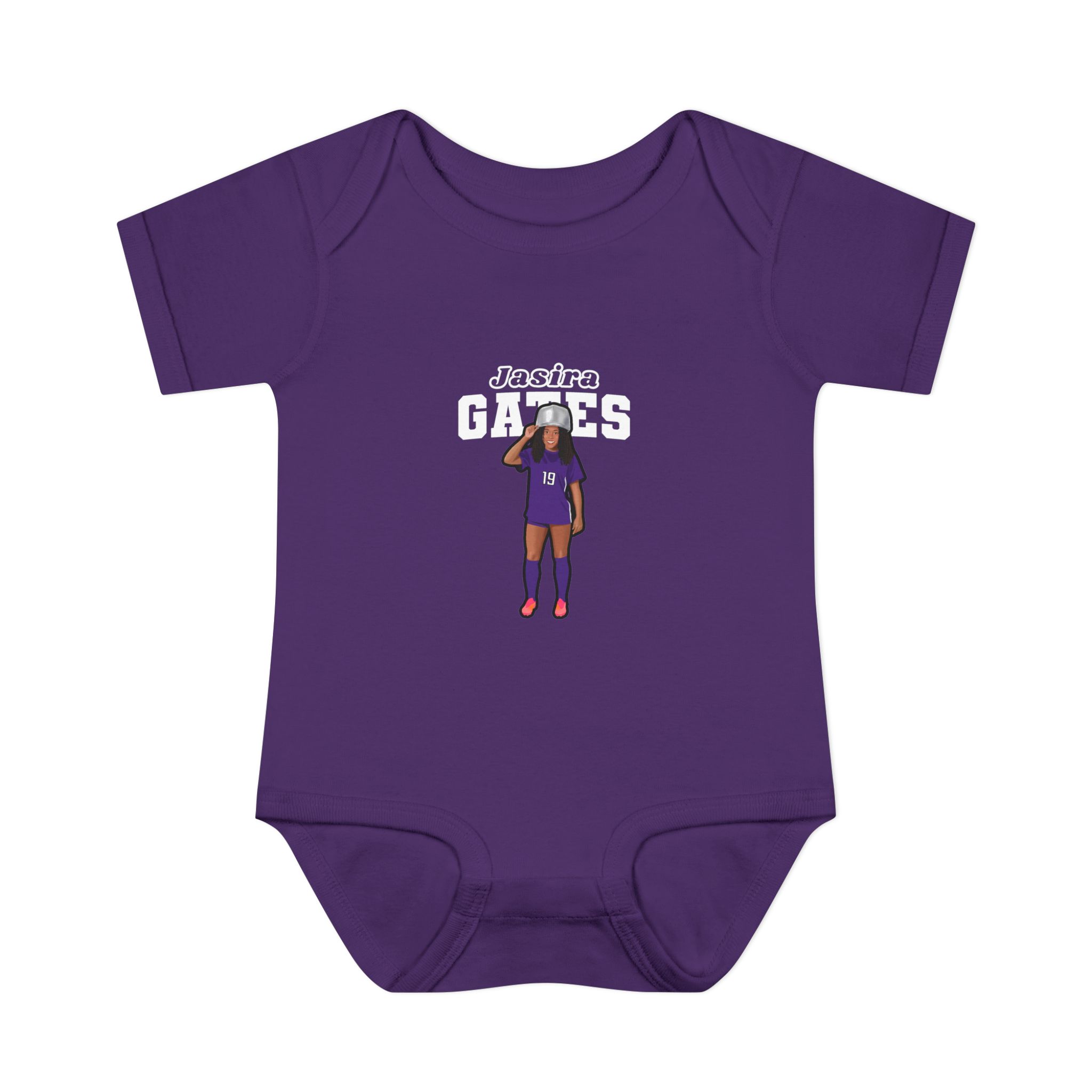 Baby Onesie — character_name_arch in Purple