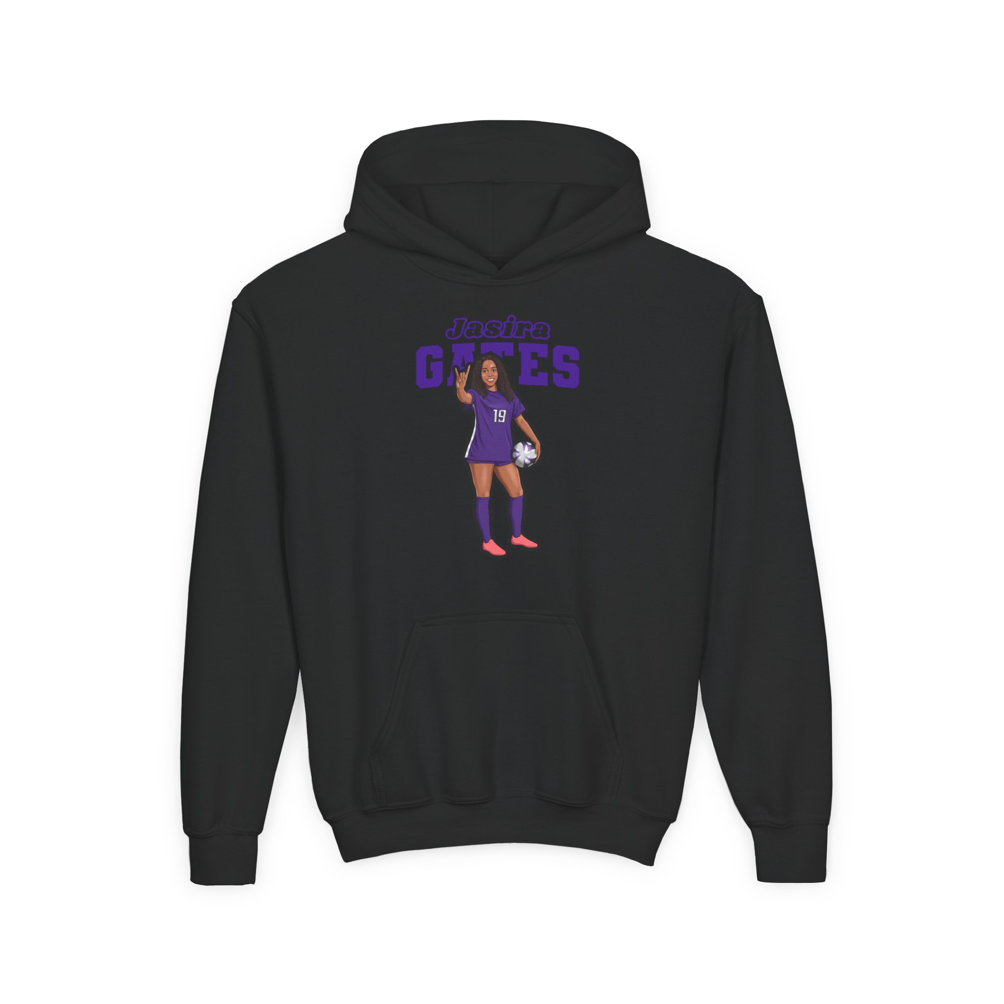 Youth Hoodie — character_name_arch in Black