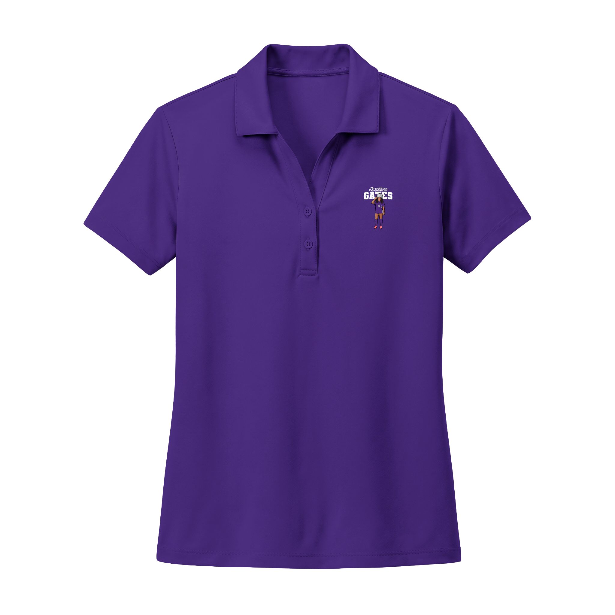 Women's Polo — character_name_arch in Purple