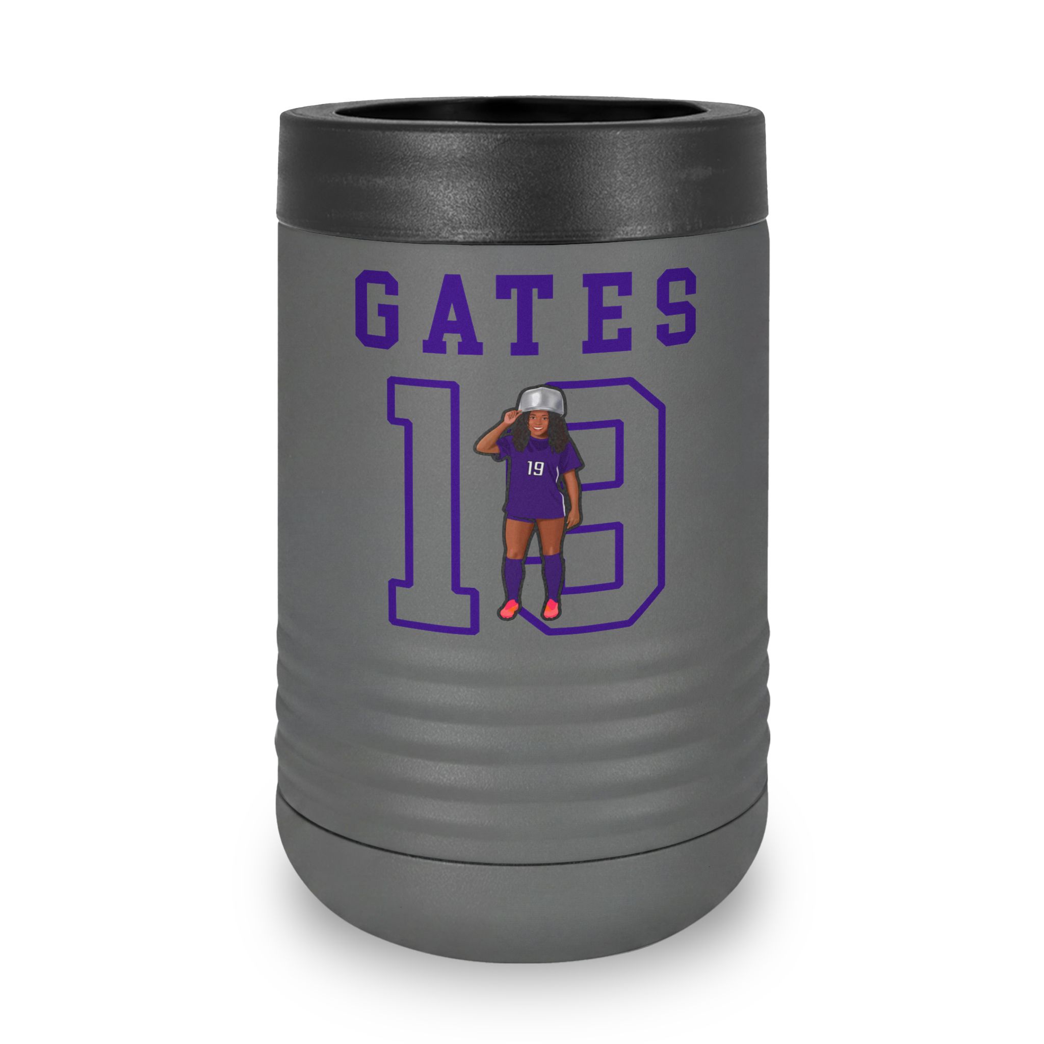 Stainless Can Cooler — character_shirsey in Grey