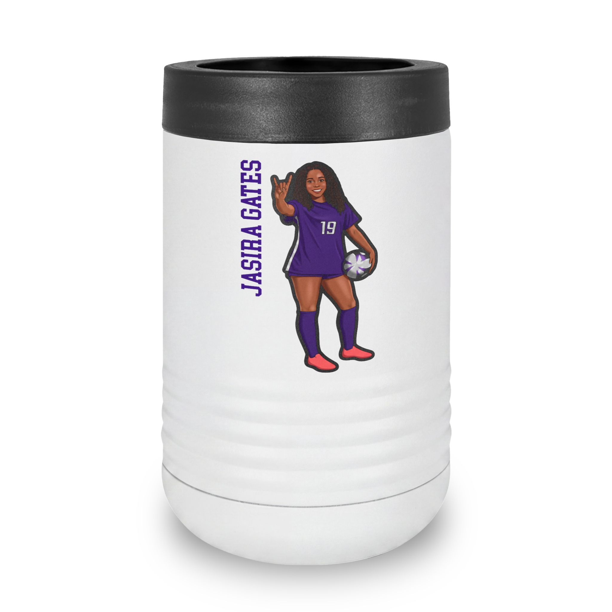Stainless Can Cooler — character_name_vertical in White