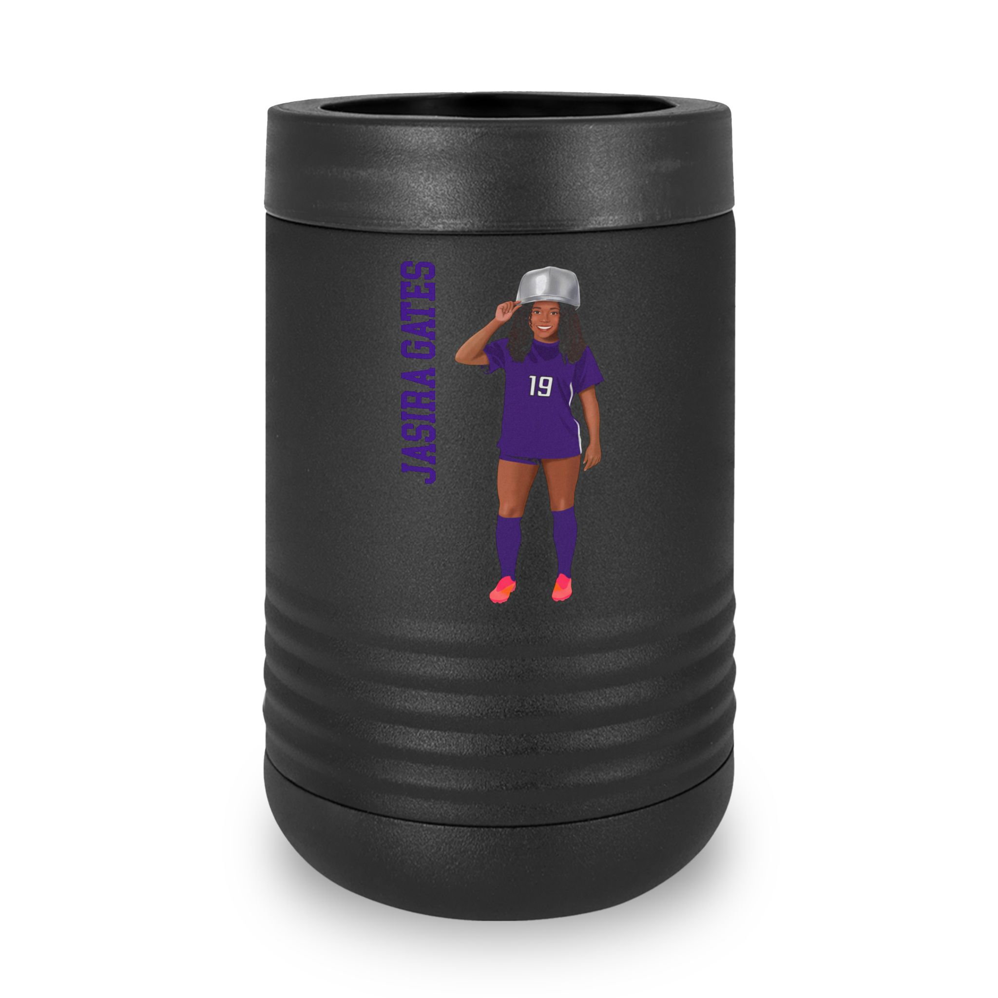 Stainless Can Cooler — character_name_vertical in Black