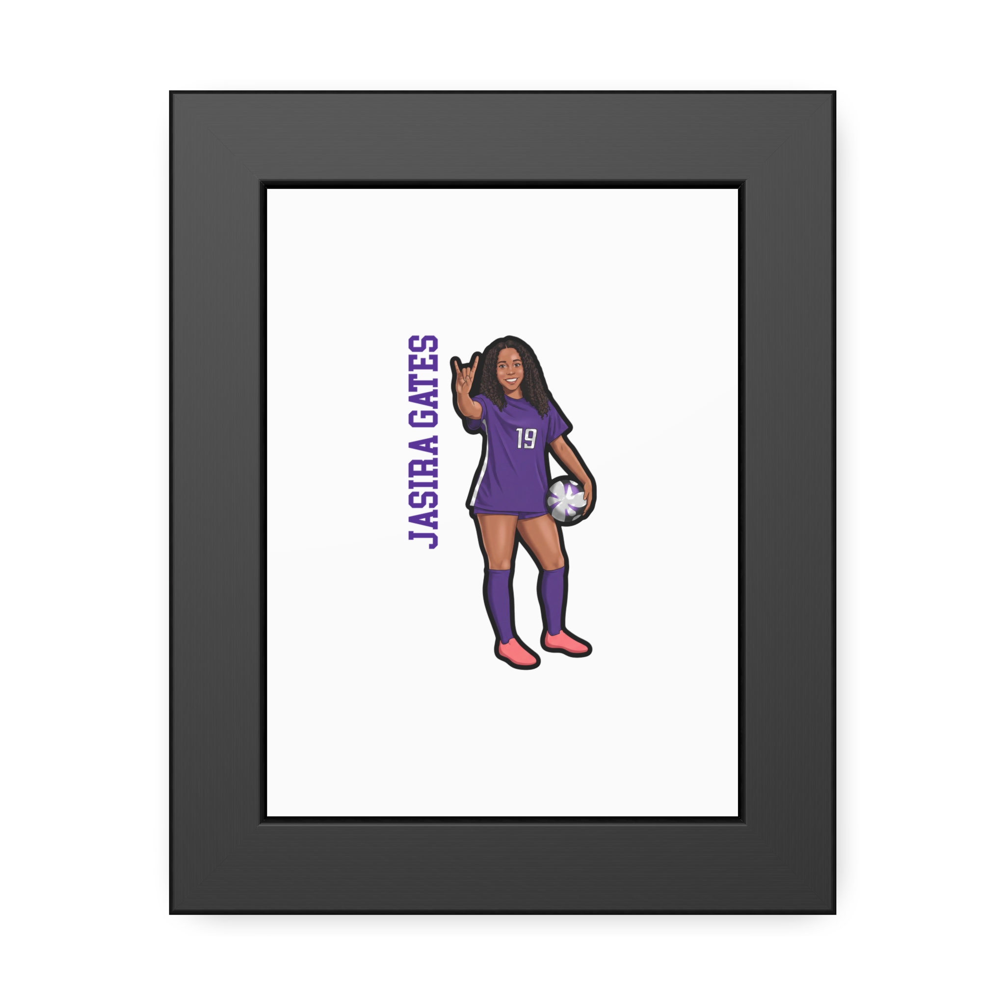 Framed Poster — character_name_vertical in Black