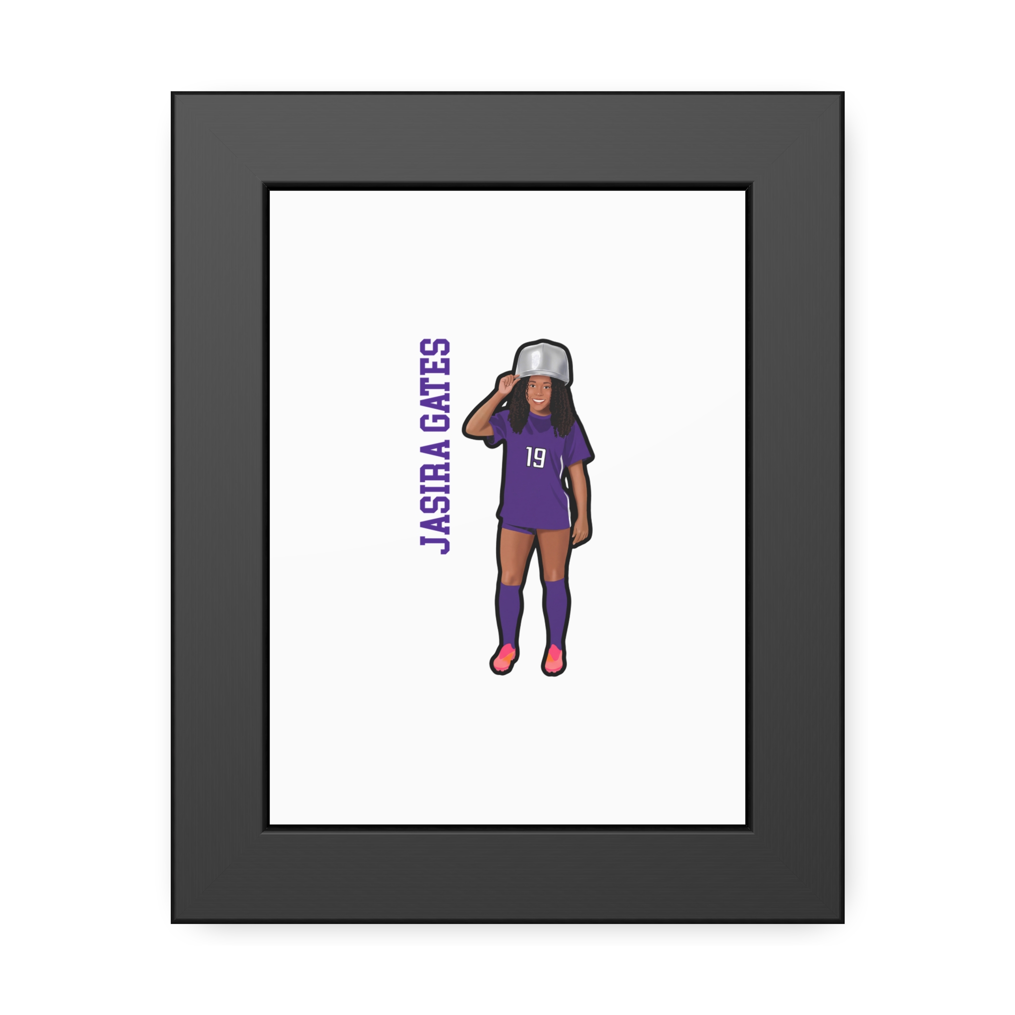 Framed Poster — character_name_vertical in Black