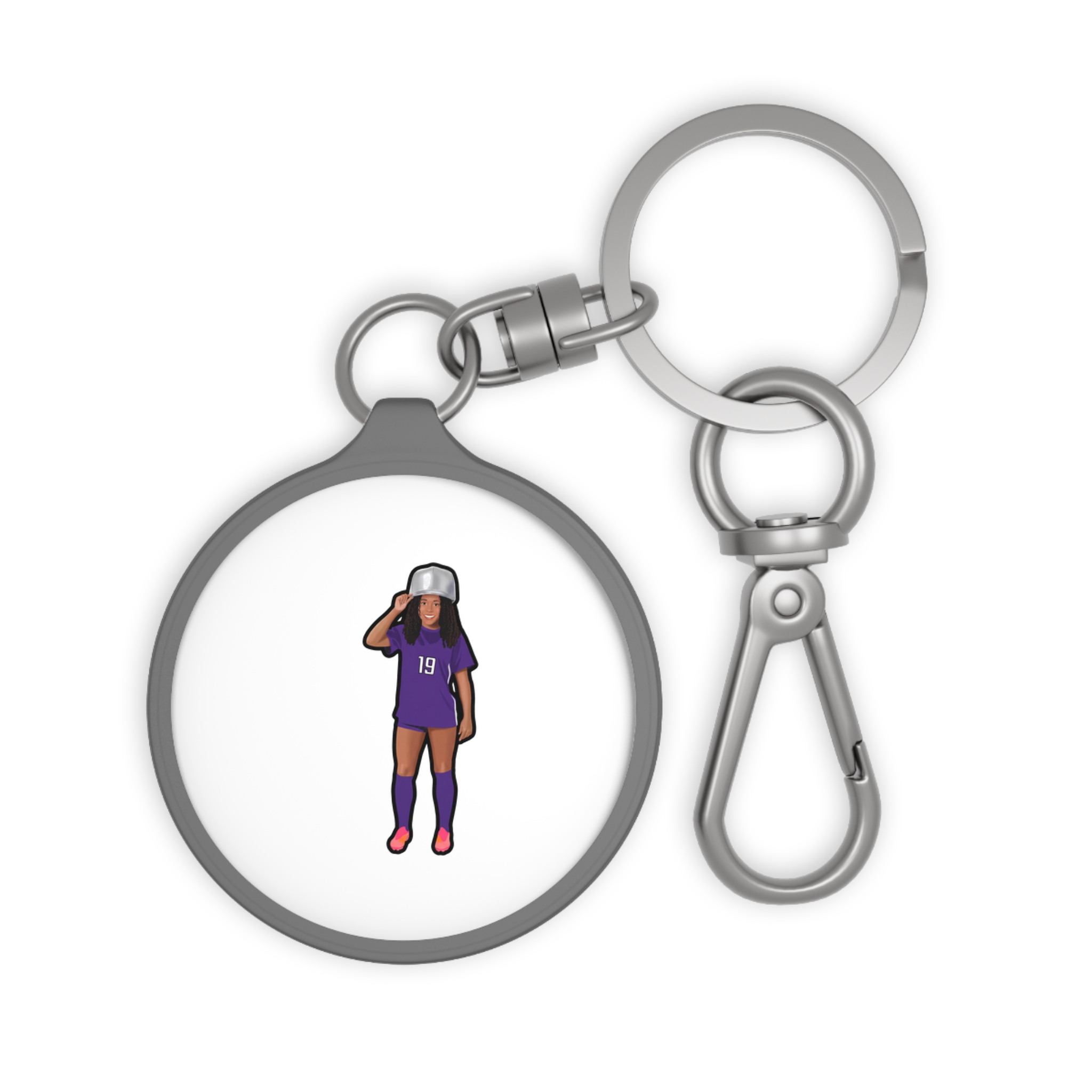 Keychain — character_name_vertical in Grey
