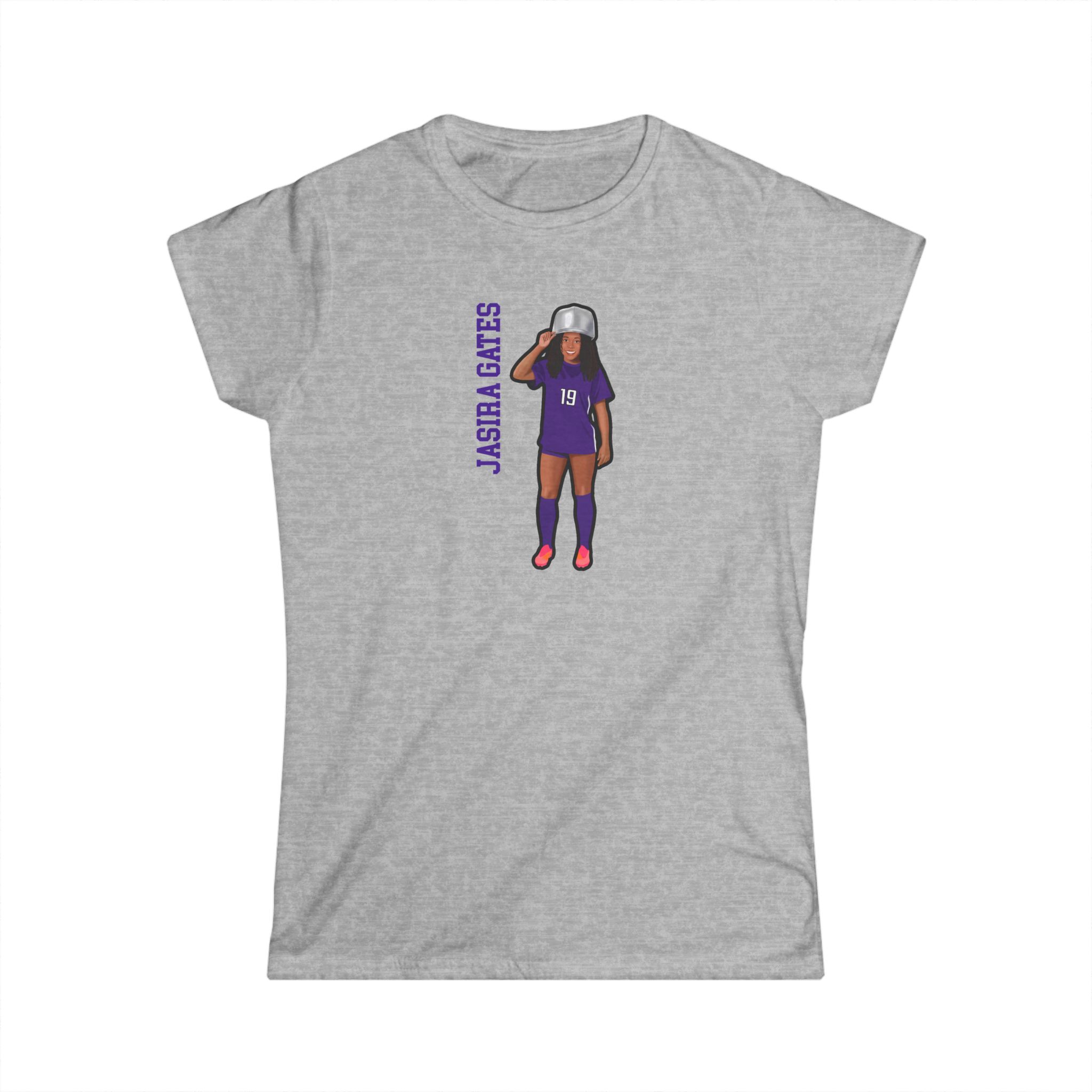 Women's Softstyle Tee — character_name_vertical in Grey