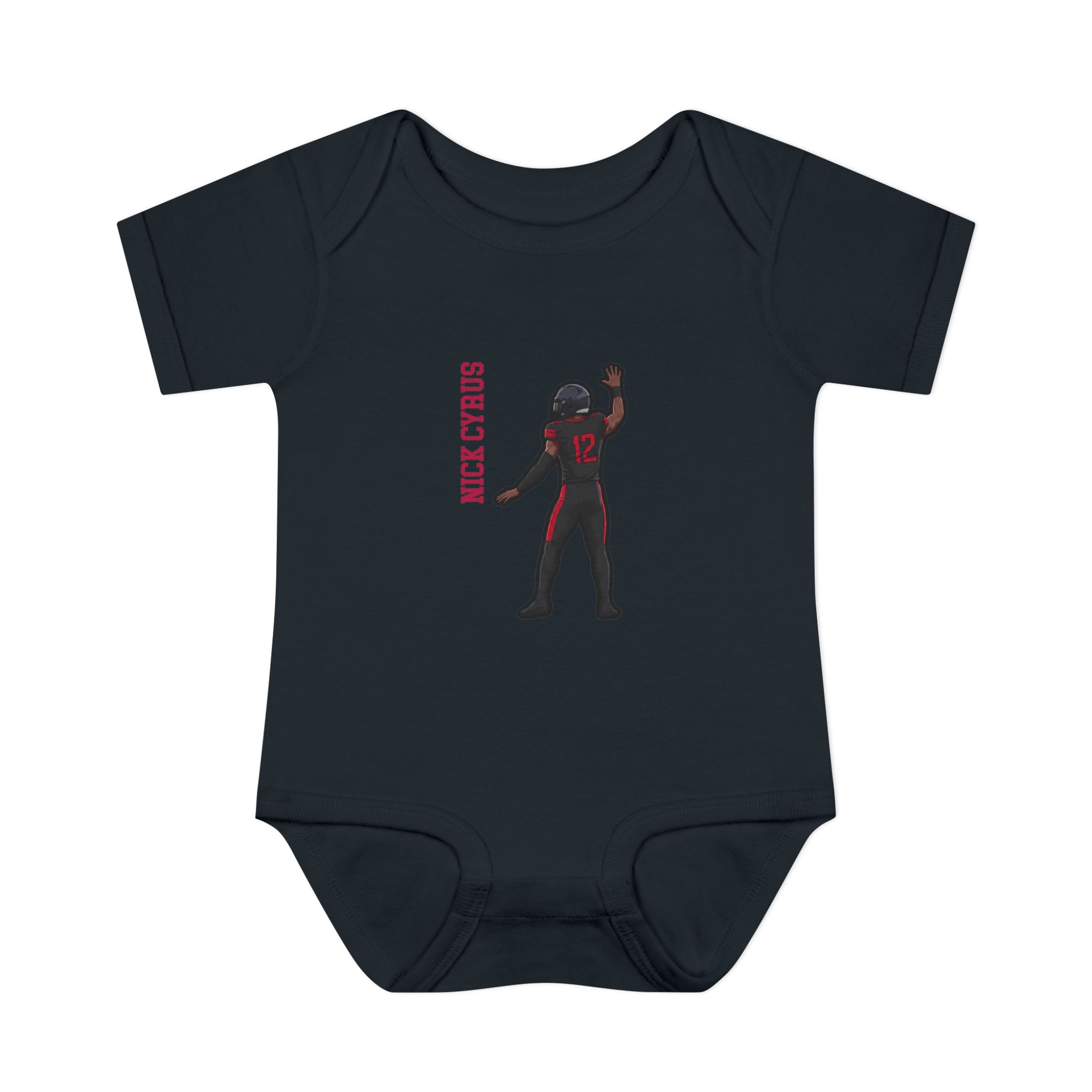 Baby Onesie — character_name_vertical in Black