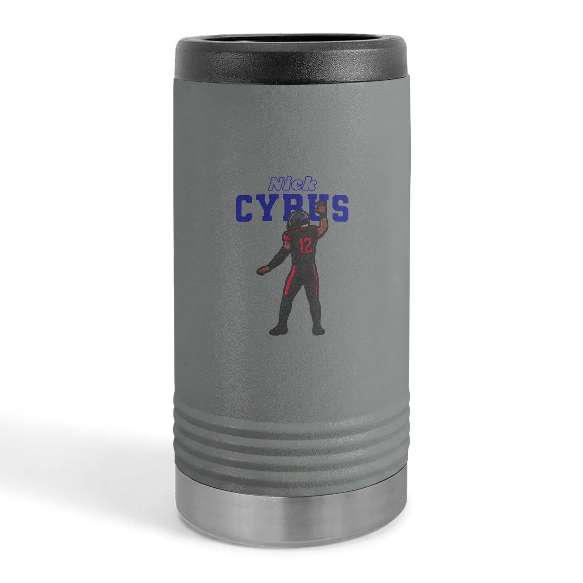 Slim Stainless Can Cooler — character_name_arch in Grey