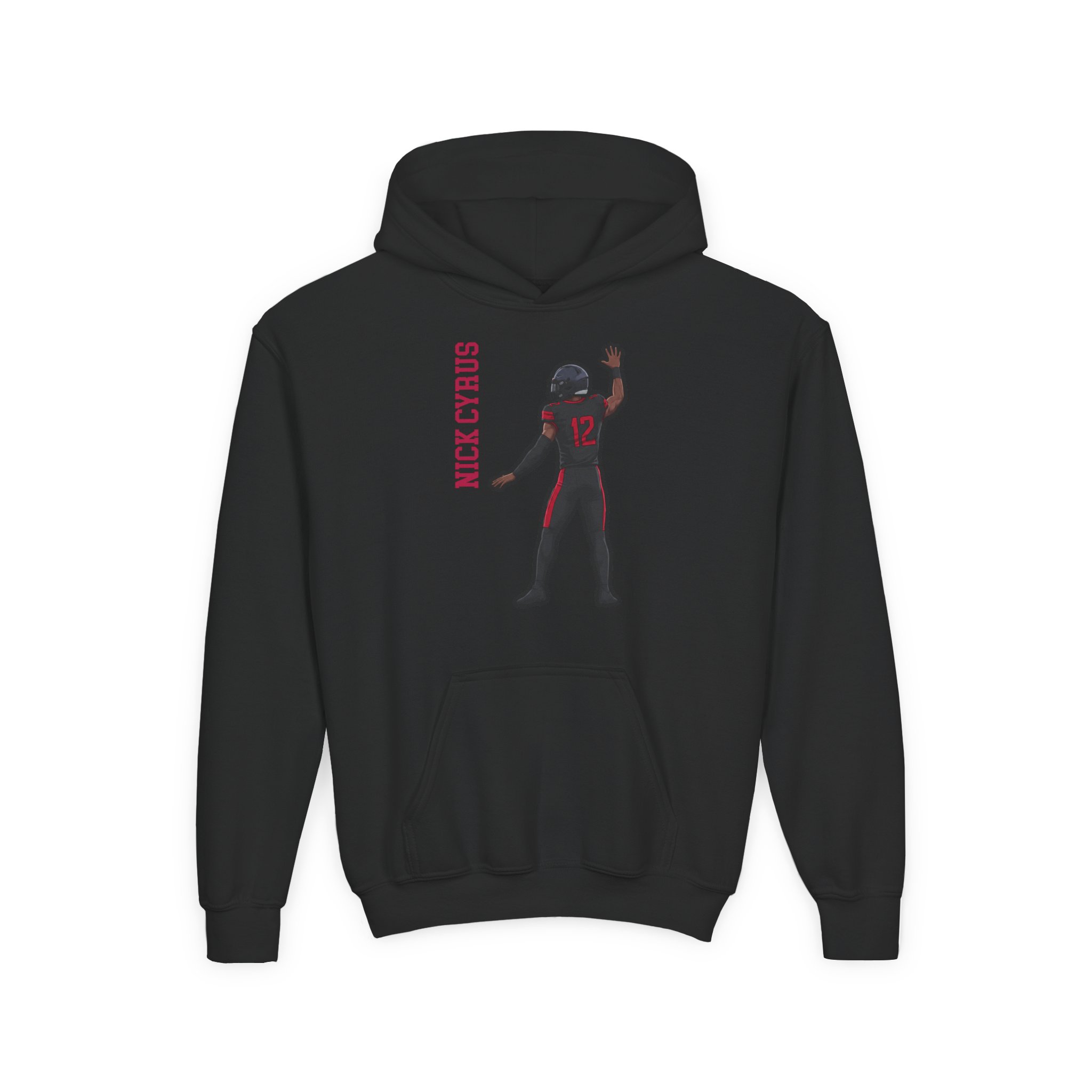 Youth Hoodie — character_name_vertical in Black