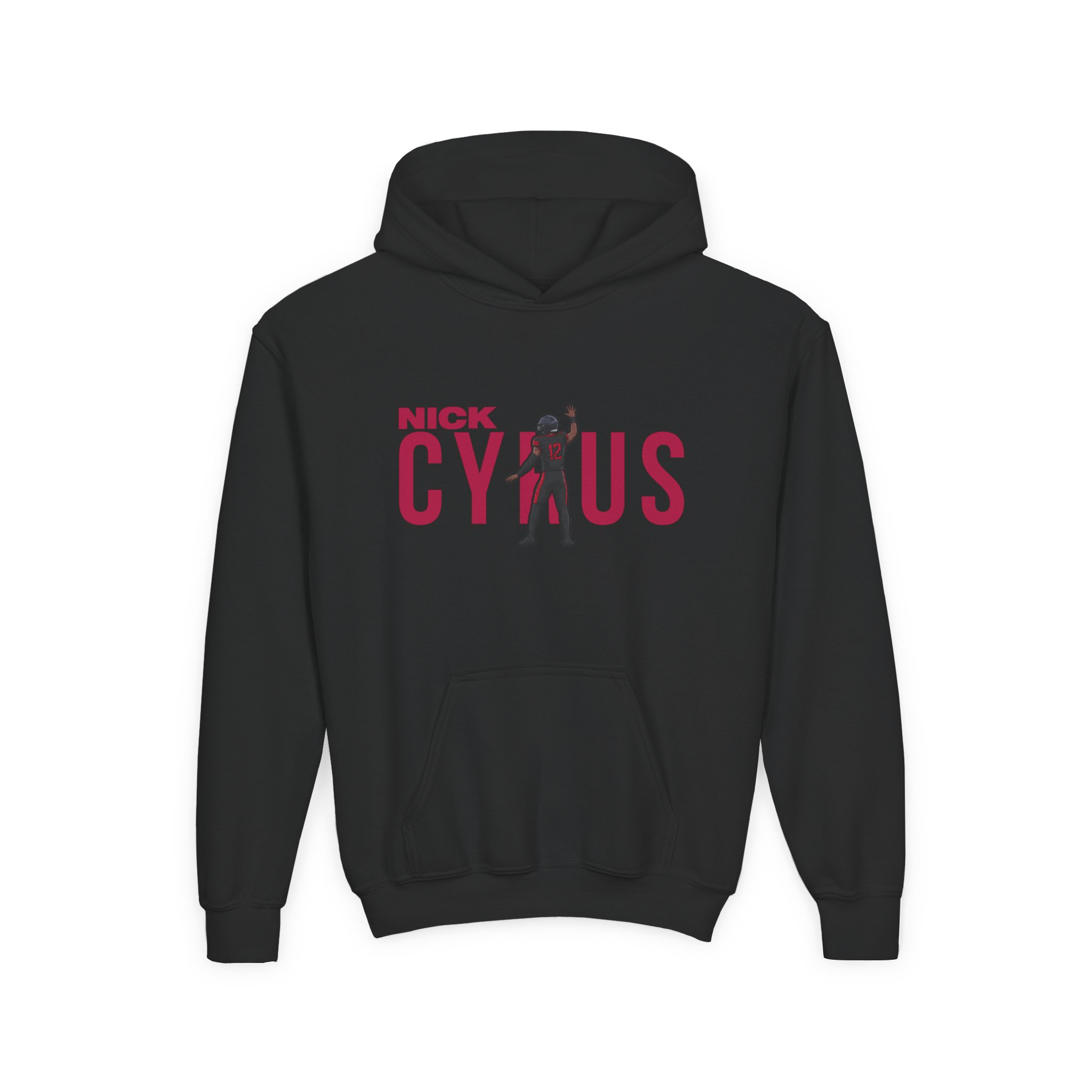 Youth Hoodie — character_player_name in Black