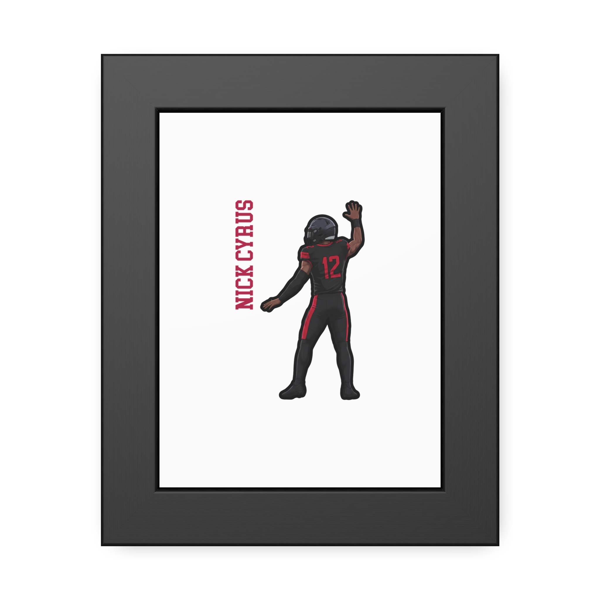 Framed Poster — character_name_vertical in Black