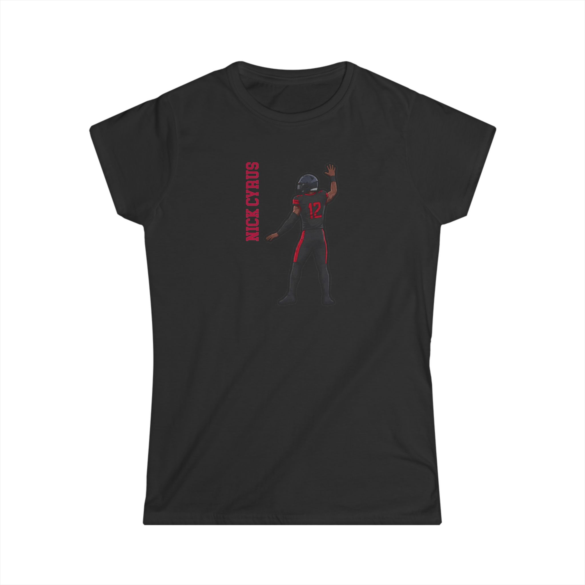 Women's Softstyle Tee — character_name_vertical in Black