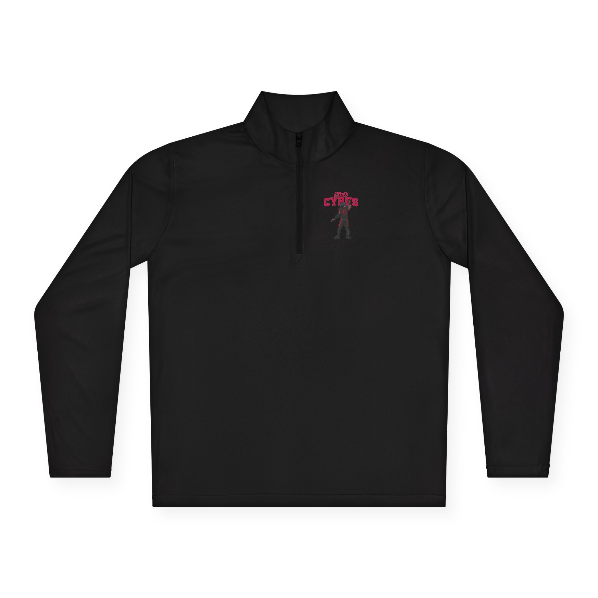 Q-Zip Pullover — character_name_arch in Black