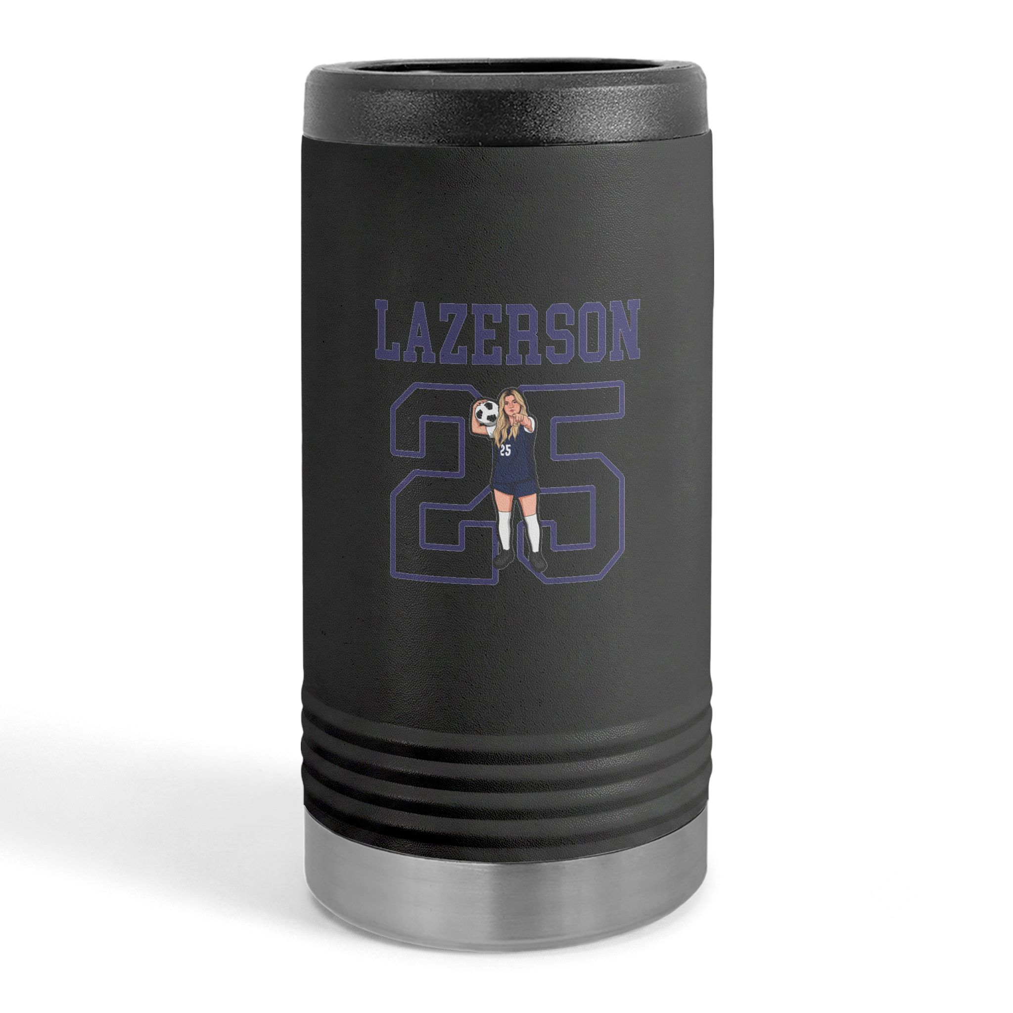 Slim Stainless Can Cooler — character_shirsey in Black
