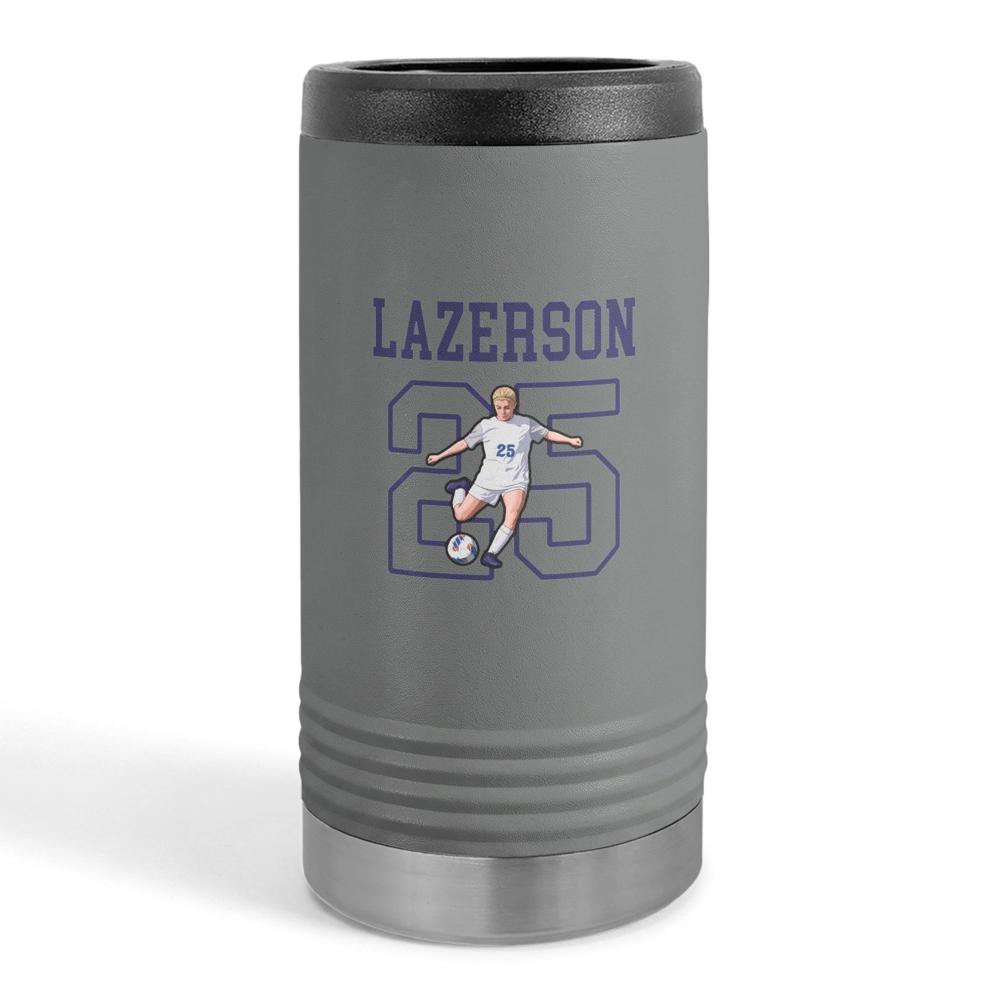 Slim Stainless Can Cooler — character_shirsey in Grey