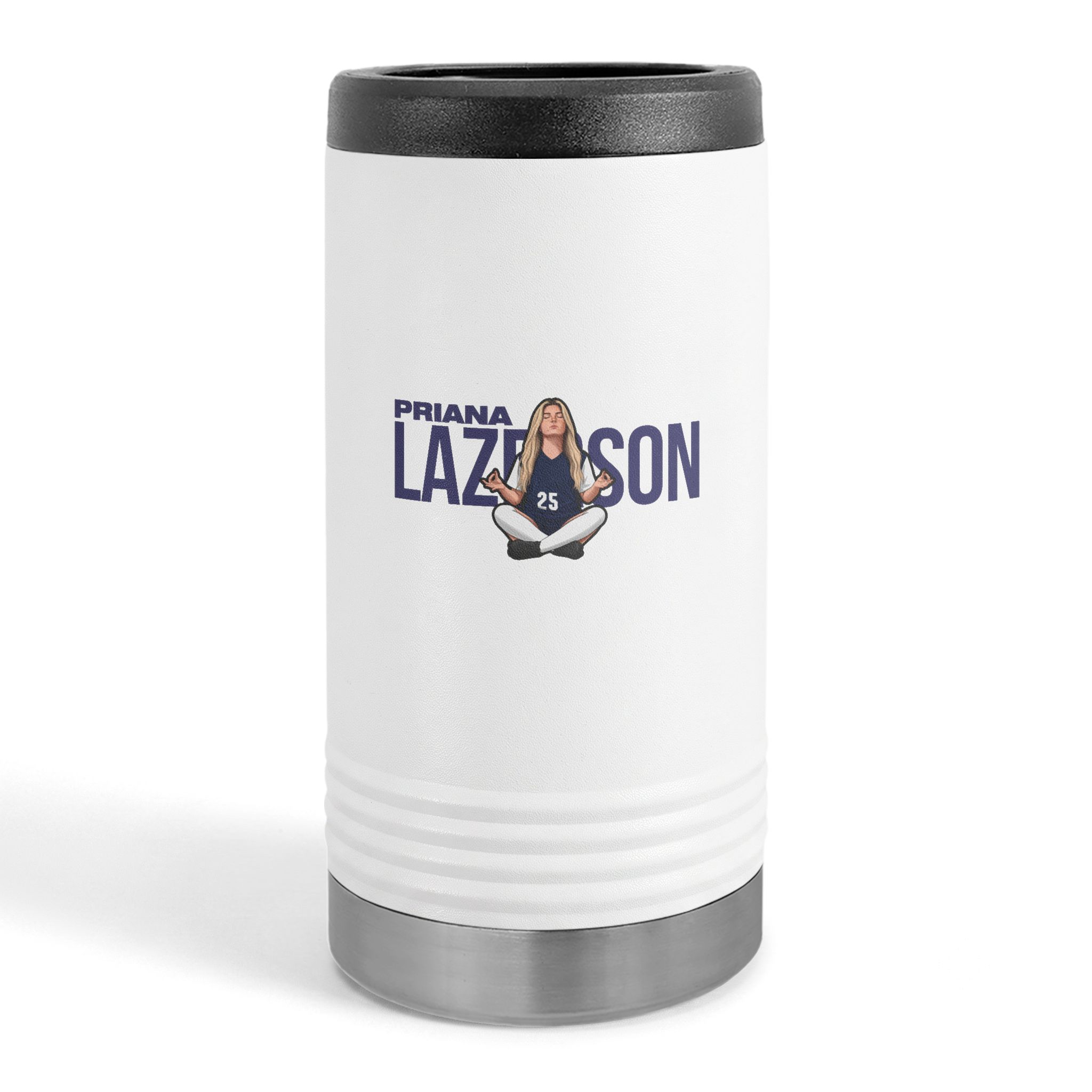 Slim Stainless Can Cooler — character_player_name in White